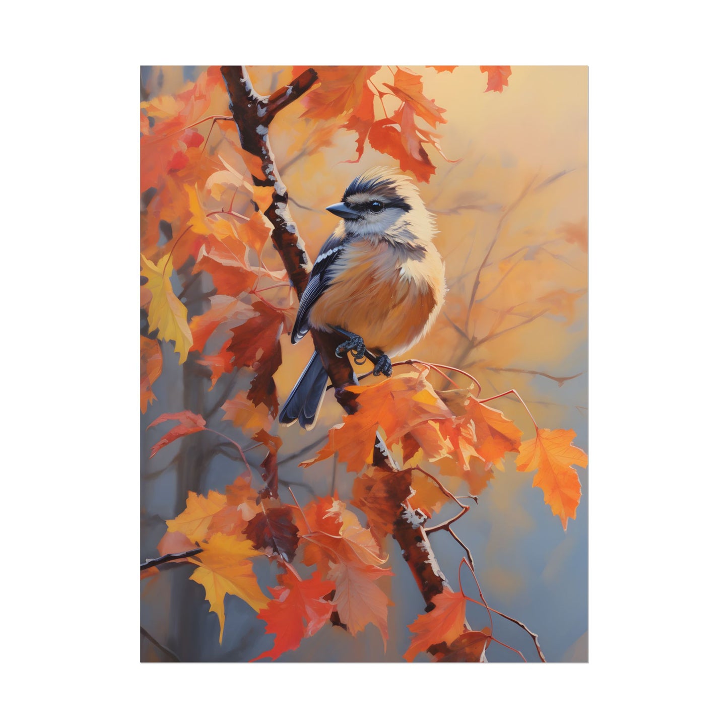 Vibrant Oak Branch: Oil Painting in Nature - Poster