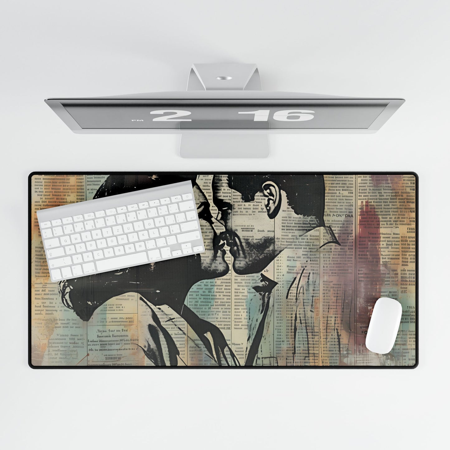 Vintage Romance: Couples in Love - Newsprint Art - Desk Mat