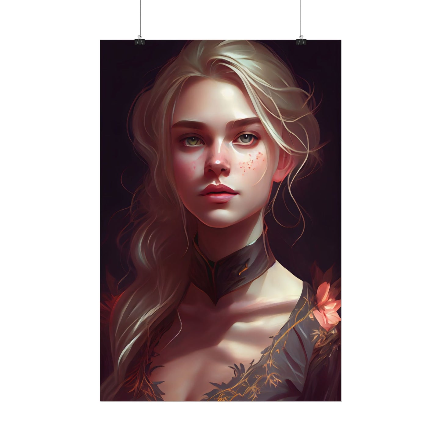 Astonishing Blonde Portrait: Artistic Beauty in Darkness - Poster