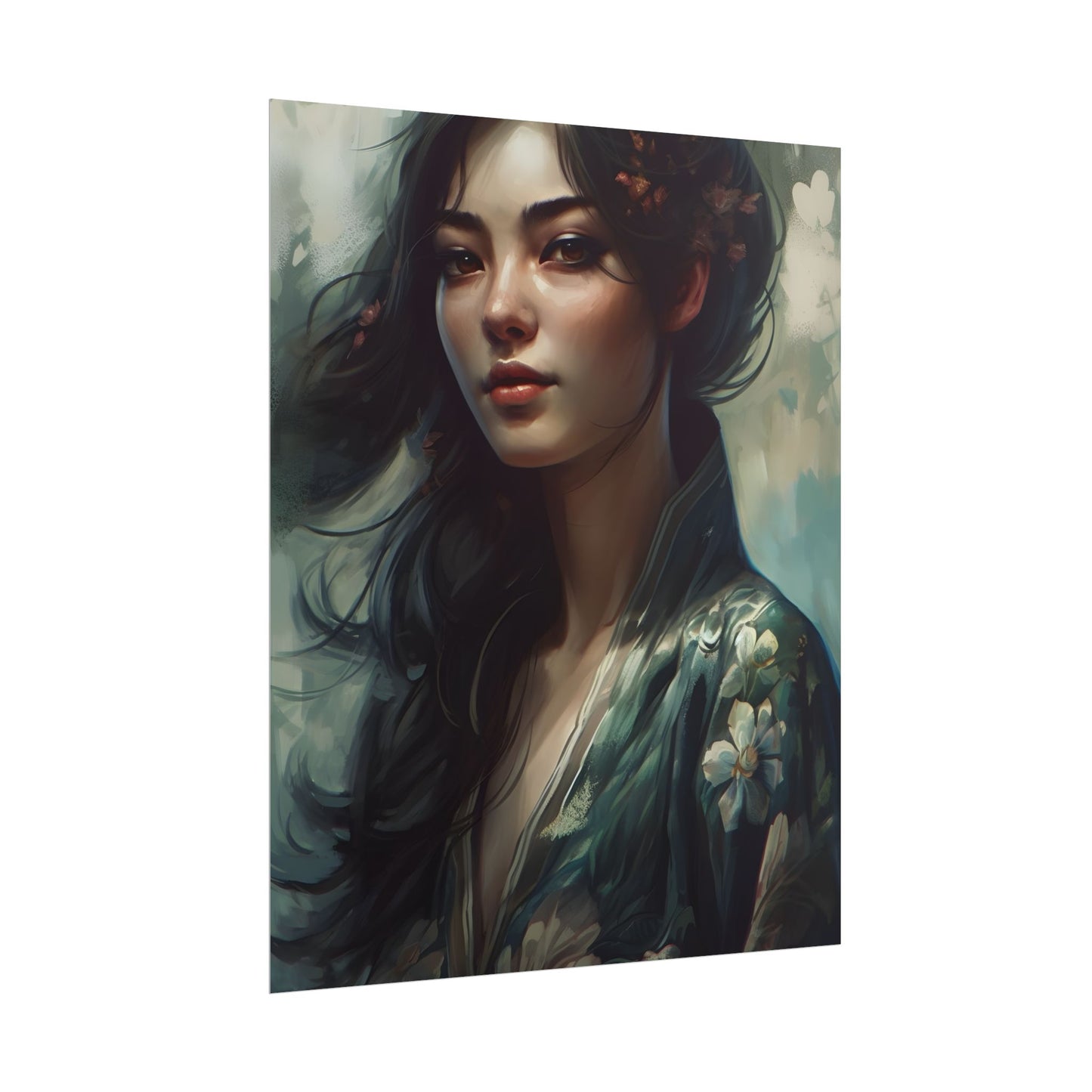Astonishing Realistic Brown Hair Female Portrait: Studio Artwork - Poster
