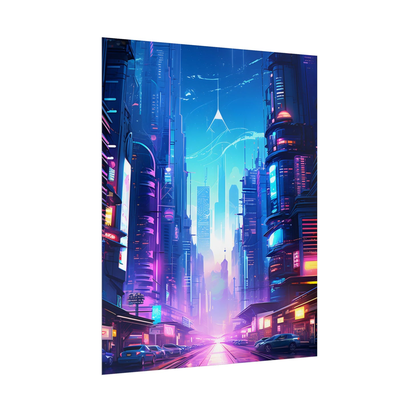 Futuristic Cityscape: Cyberpunk Dystopia Digital Artwork - Poster