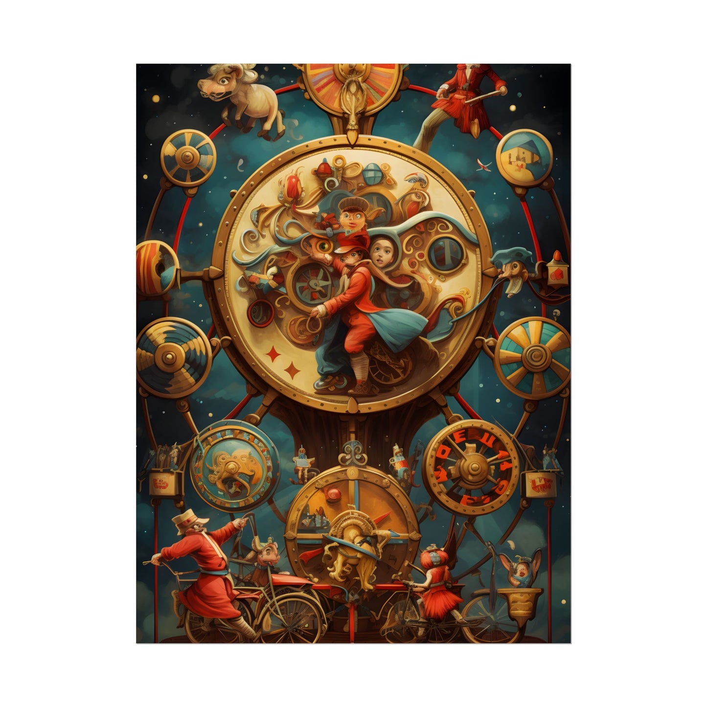Whimsical Clockwork Circus: Fantastical Mechanical Art - Poster