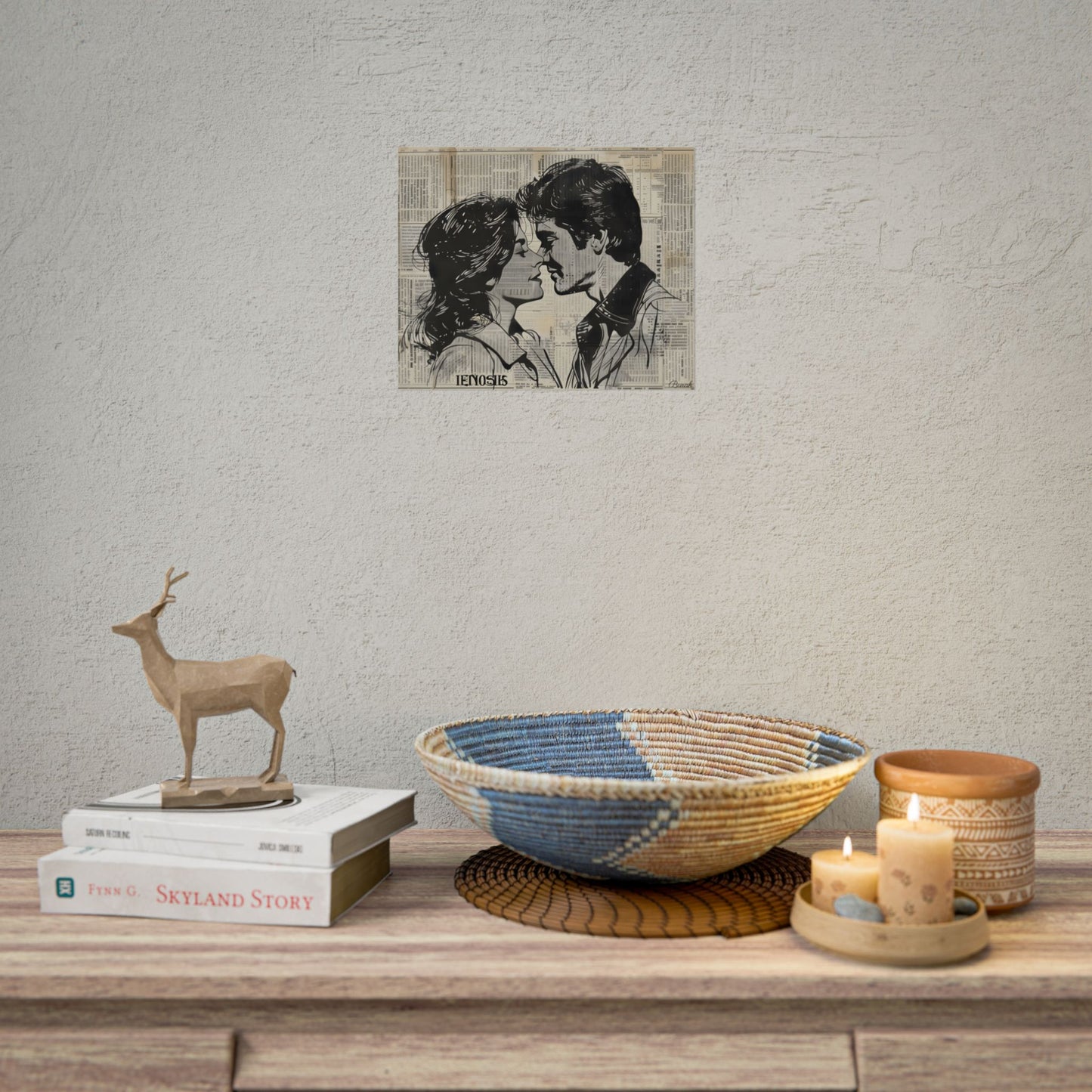 Vintage Romance Couples: Timeless Newsprint Art - Poster