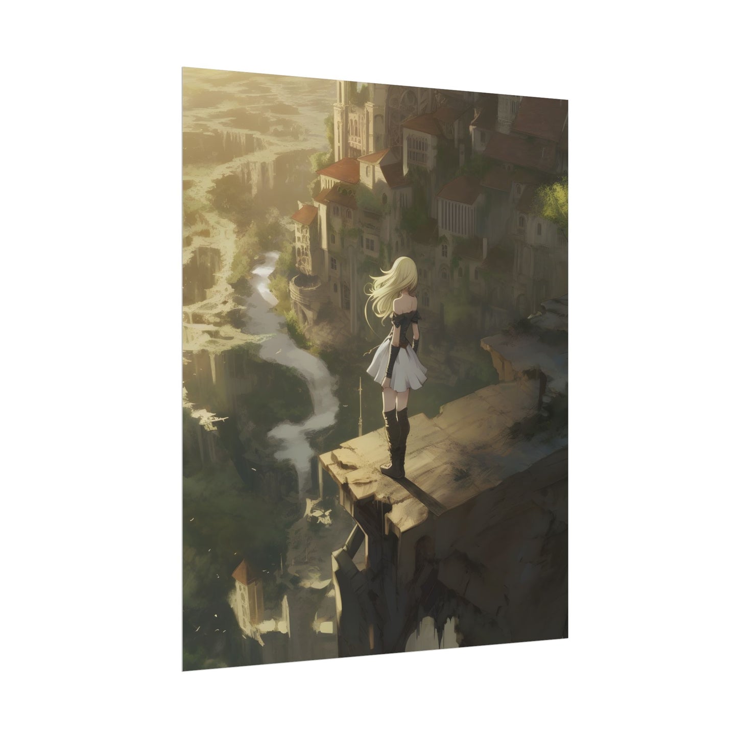 Dramatic Anime Blonde Female Digital Art - Poster