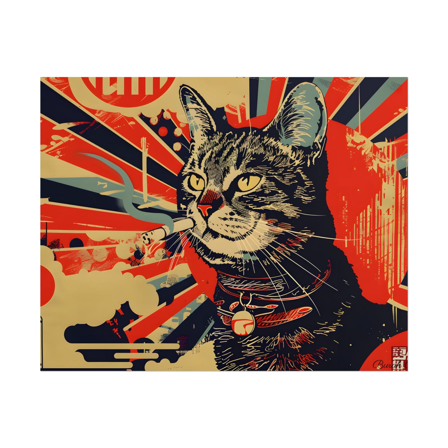 Whimsical Urban Wildlife: Cat Art in a Bolstered Setting - Poster