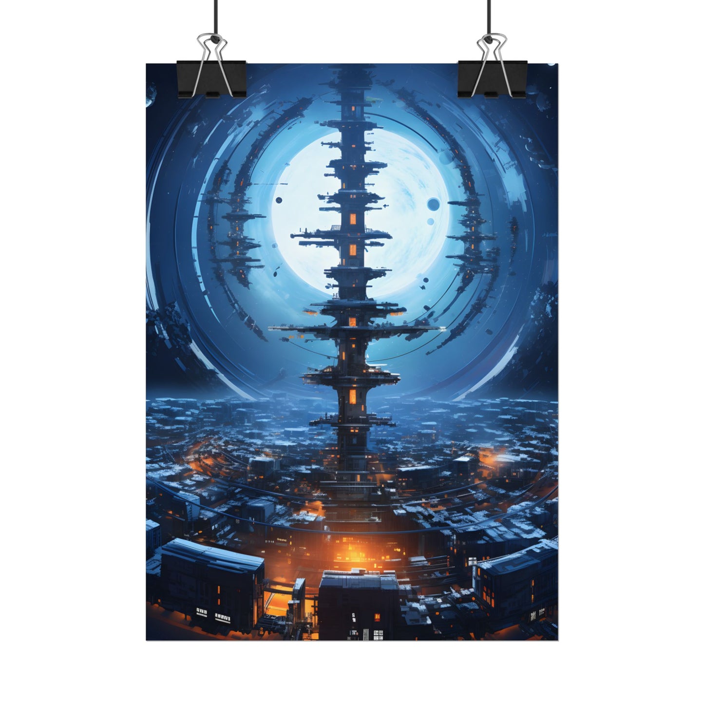 Aetherial Space Station: Low Earth Orbit Digital Art - Poster