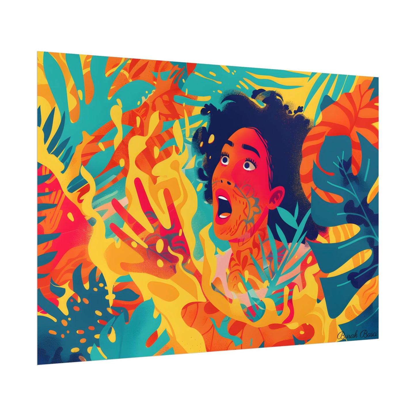 Whimsical Plant Illustration: Digital Cartoon Art - Poster