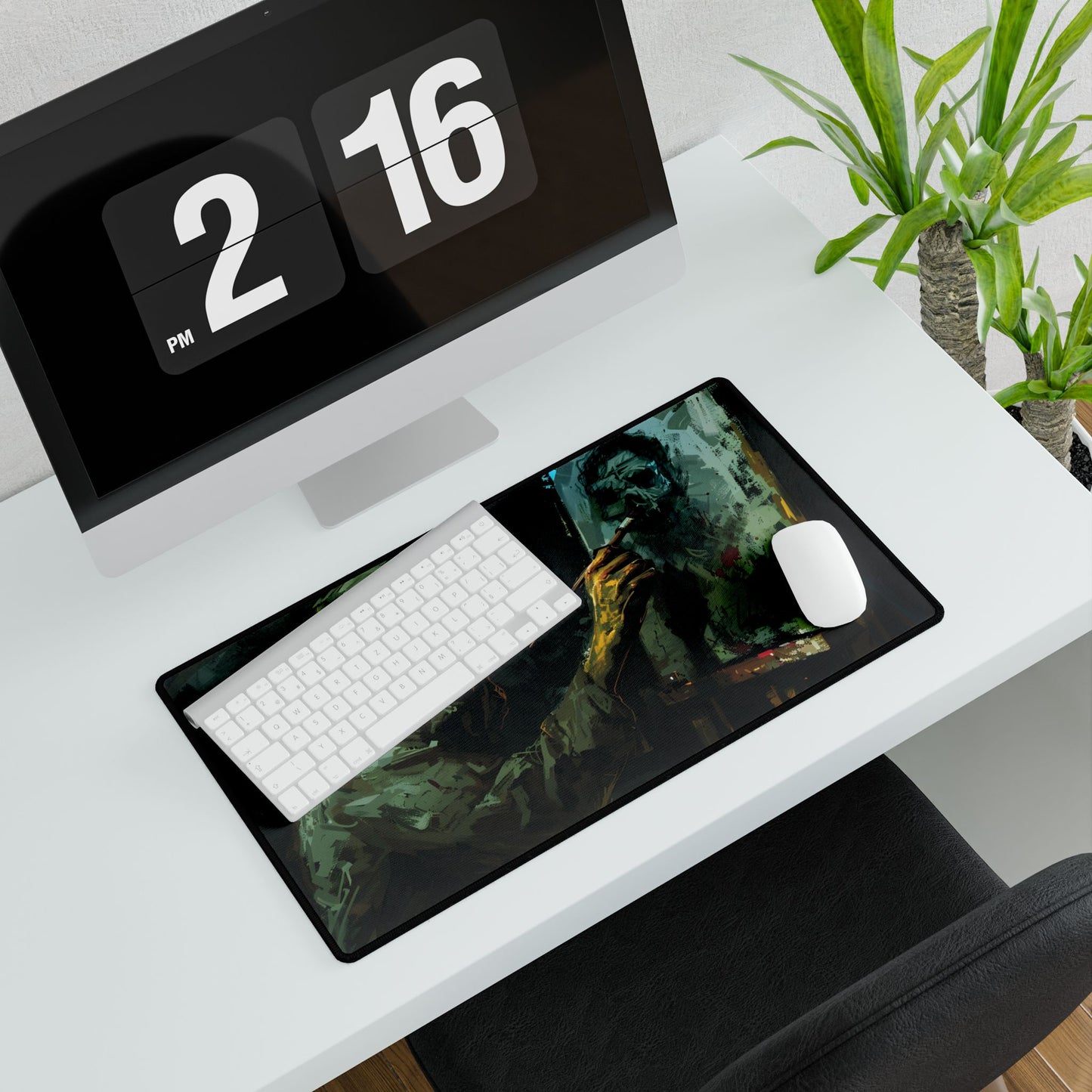 Zombie Painter in Action: Original Digital Art Piece - Desk Mat
