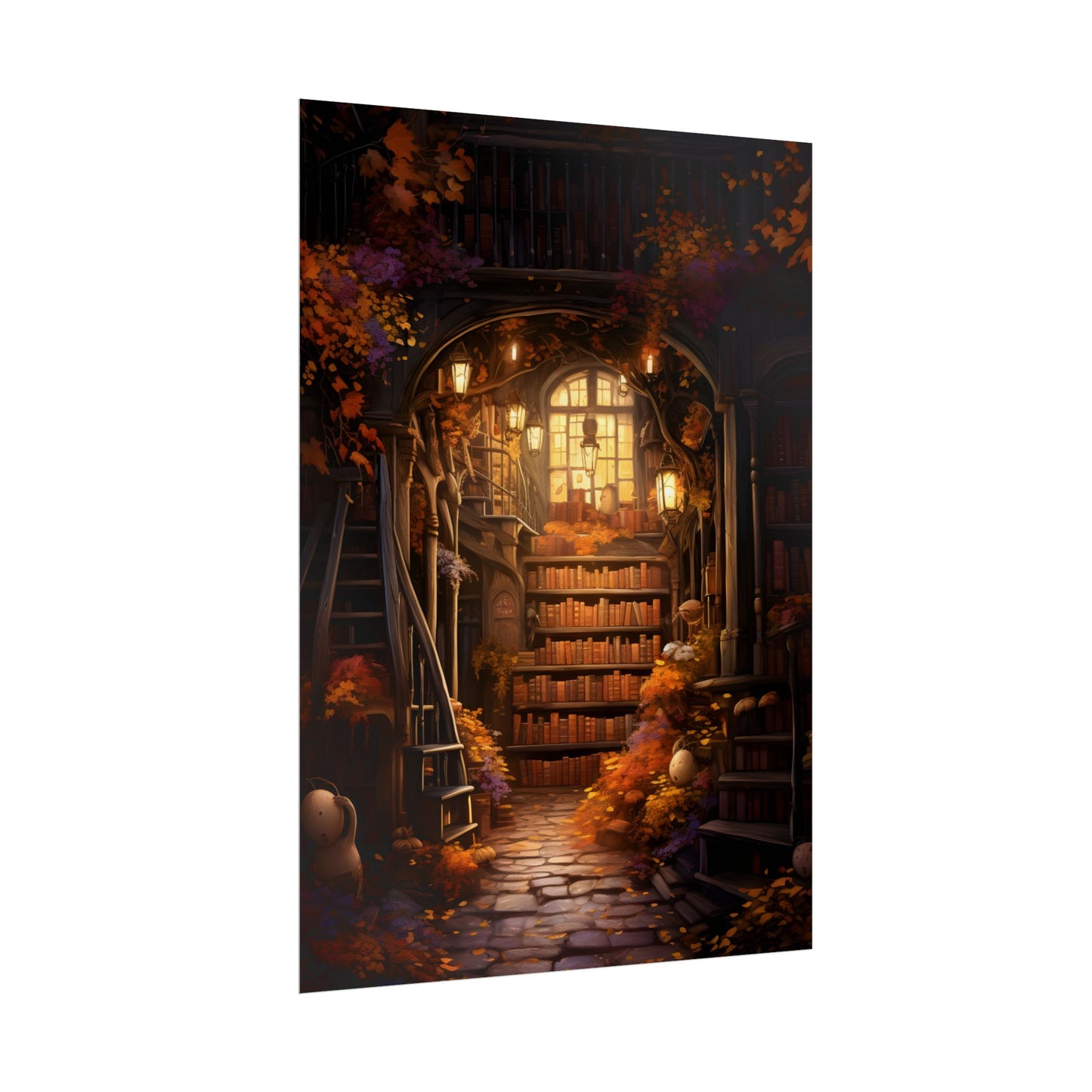Whimsical Magical Bookshop: Enchanting Artwork in a Hidden Corner - Poster
