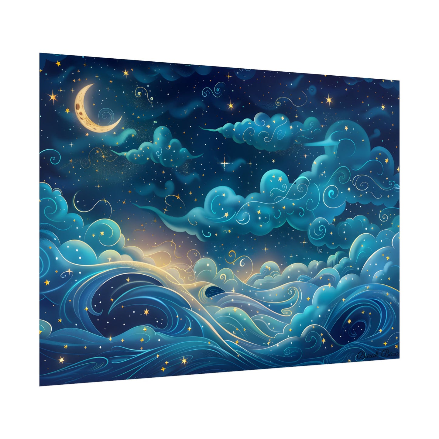 Twinkling Stellar Night Sky: Whimsical Dreamy Artwork - Poster