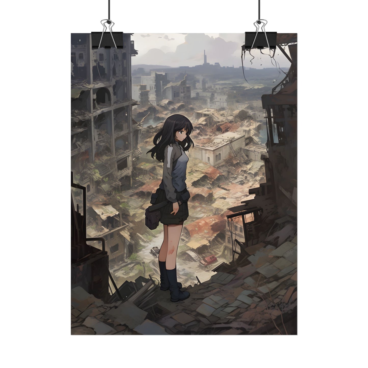 Dramatic Anime Scene: Detailed Bird's Eye View - Poster