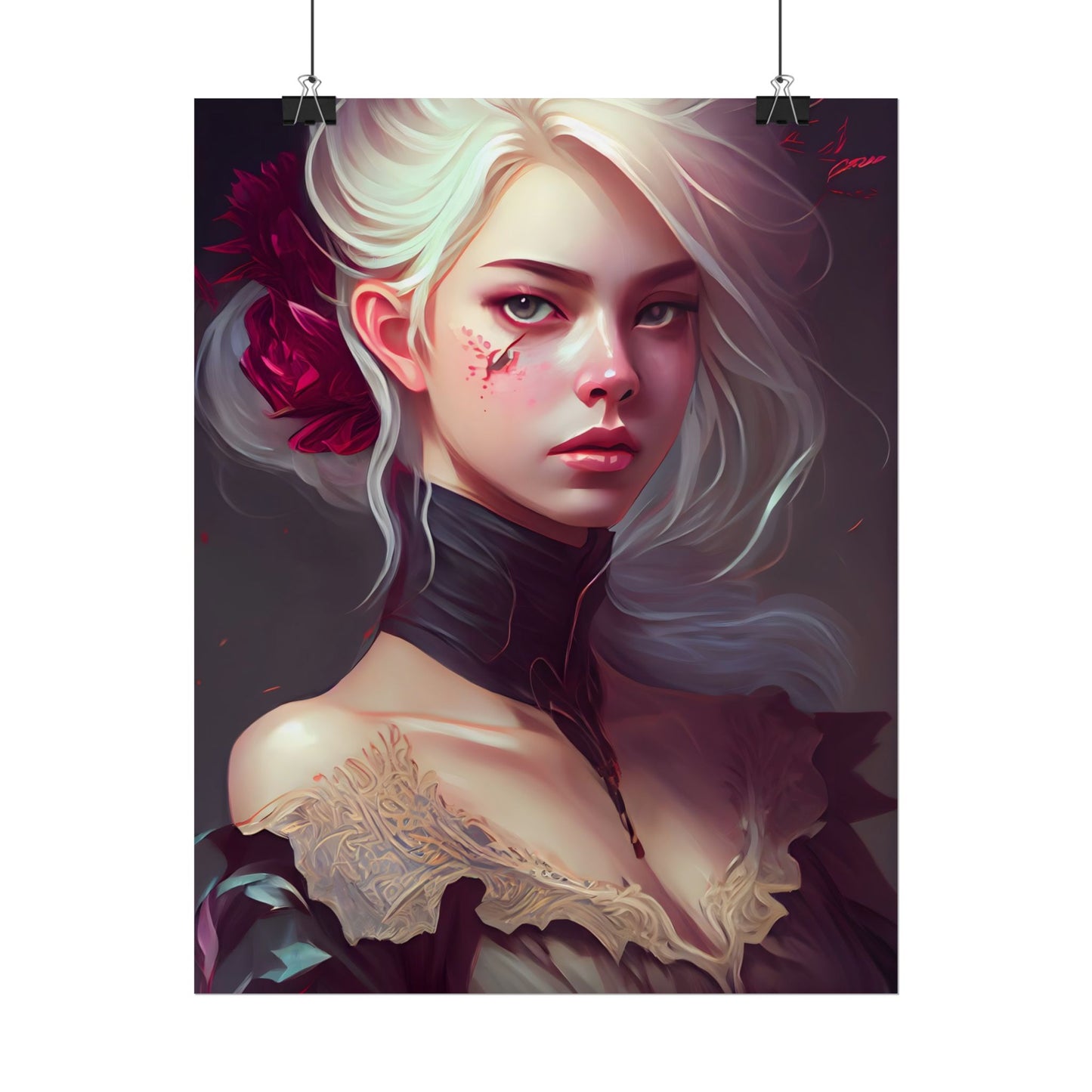 Blonde Beauty in Nature: Realistic Portrait Art - Poster