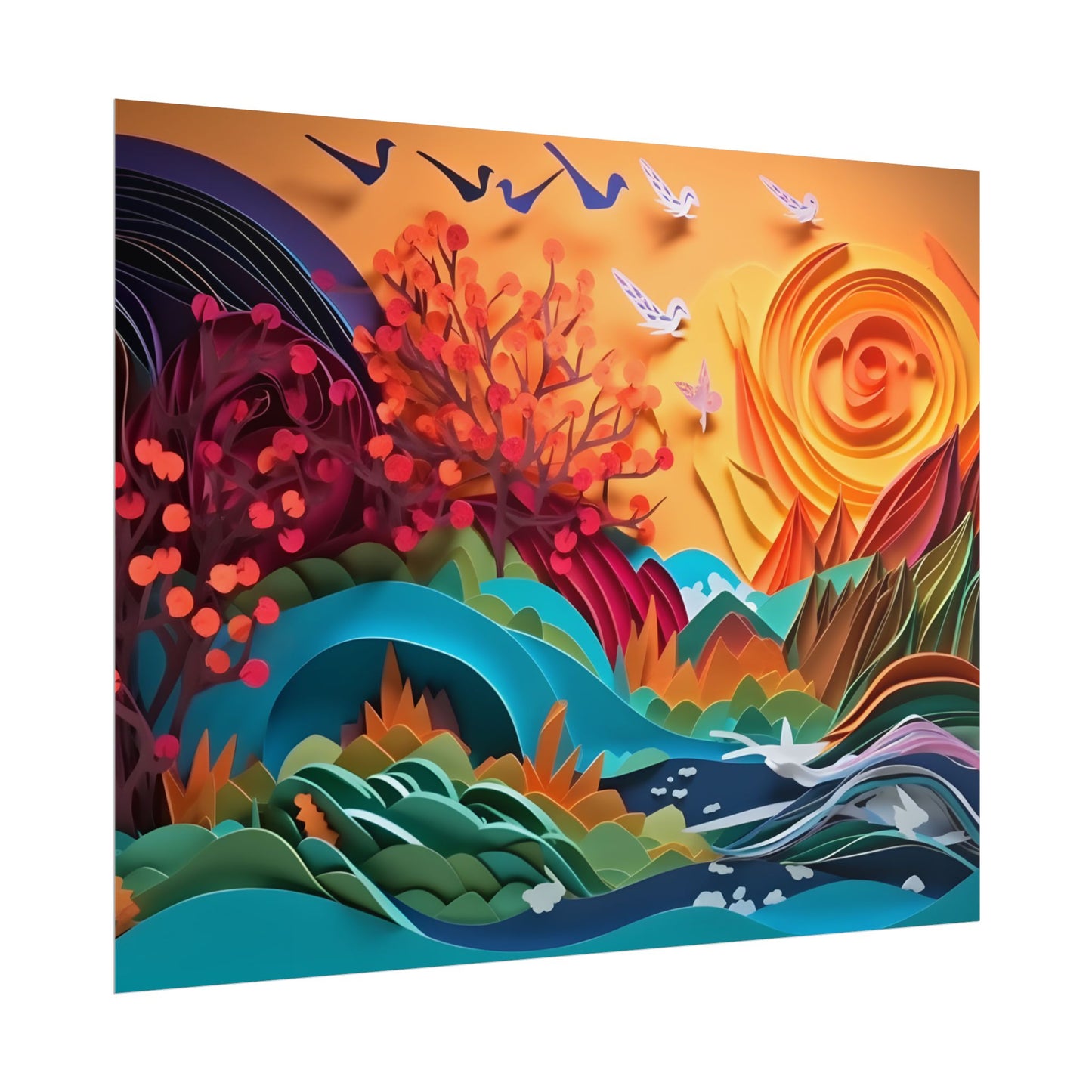 Magical Brown Flower: Quilled Paper Art - Poster