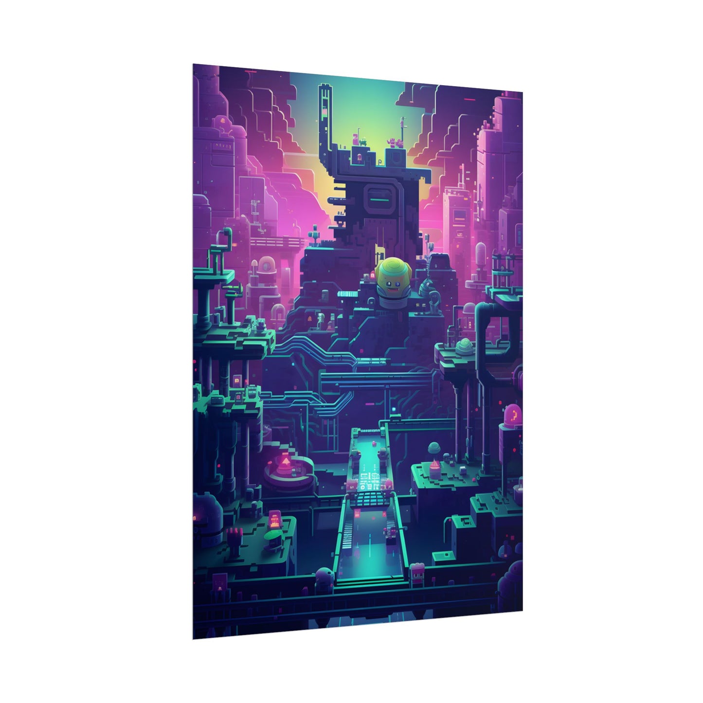 Vibrant Cyber-Pets: Gamified Pixelated Digital Art - Poster