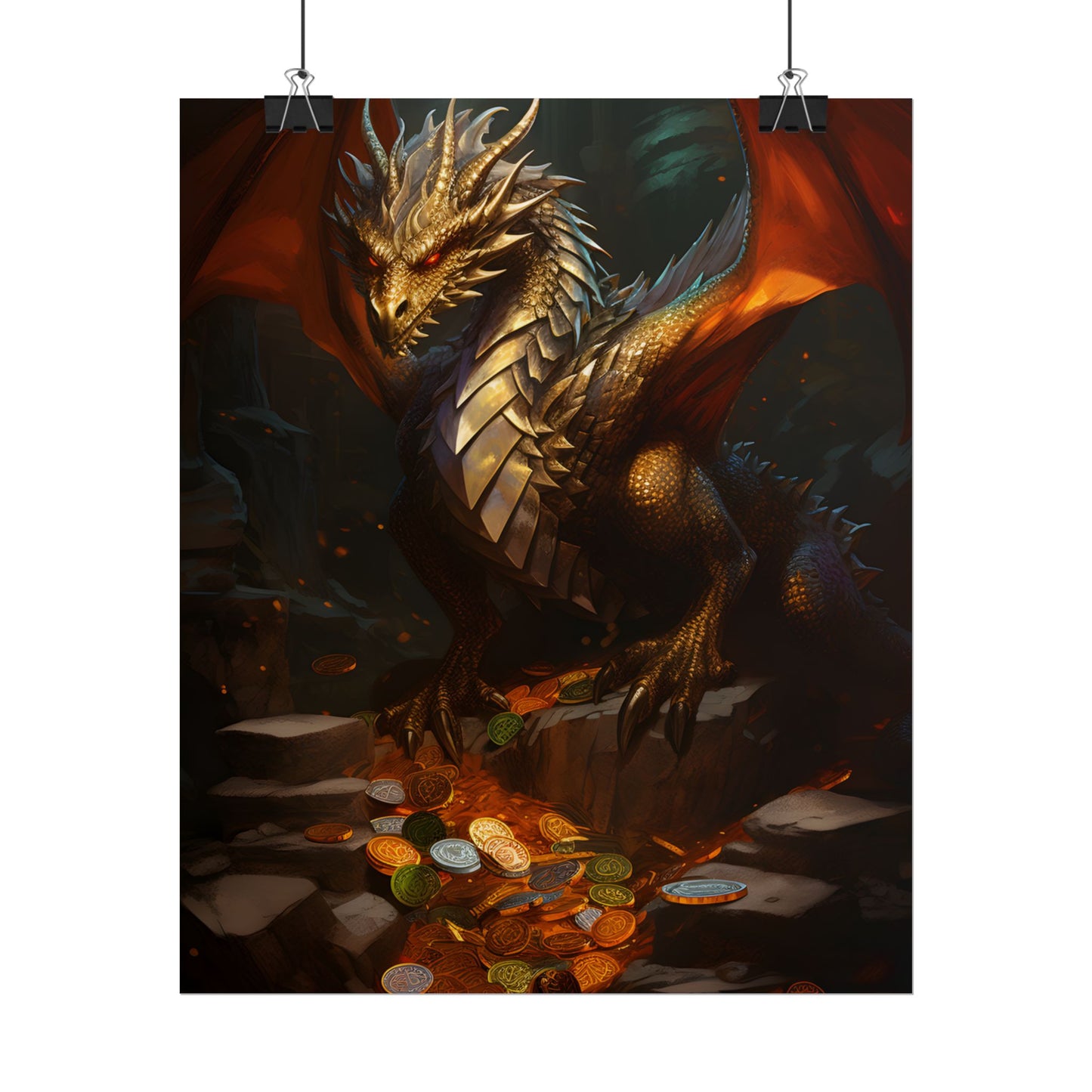 Ancient Fantasy Dragon Guard: Majestic Creature Art - Poster