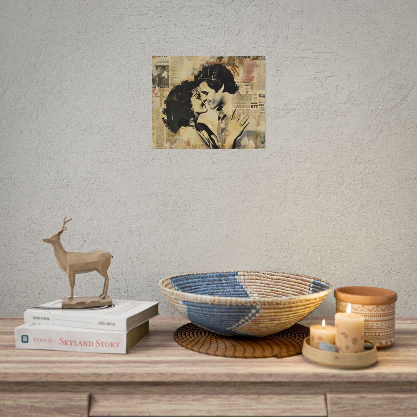 Retro Vintage Romance: Couples Newsprint Artwork - Poster