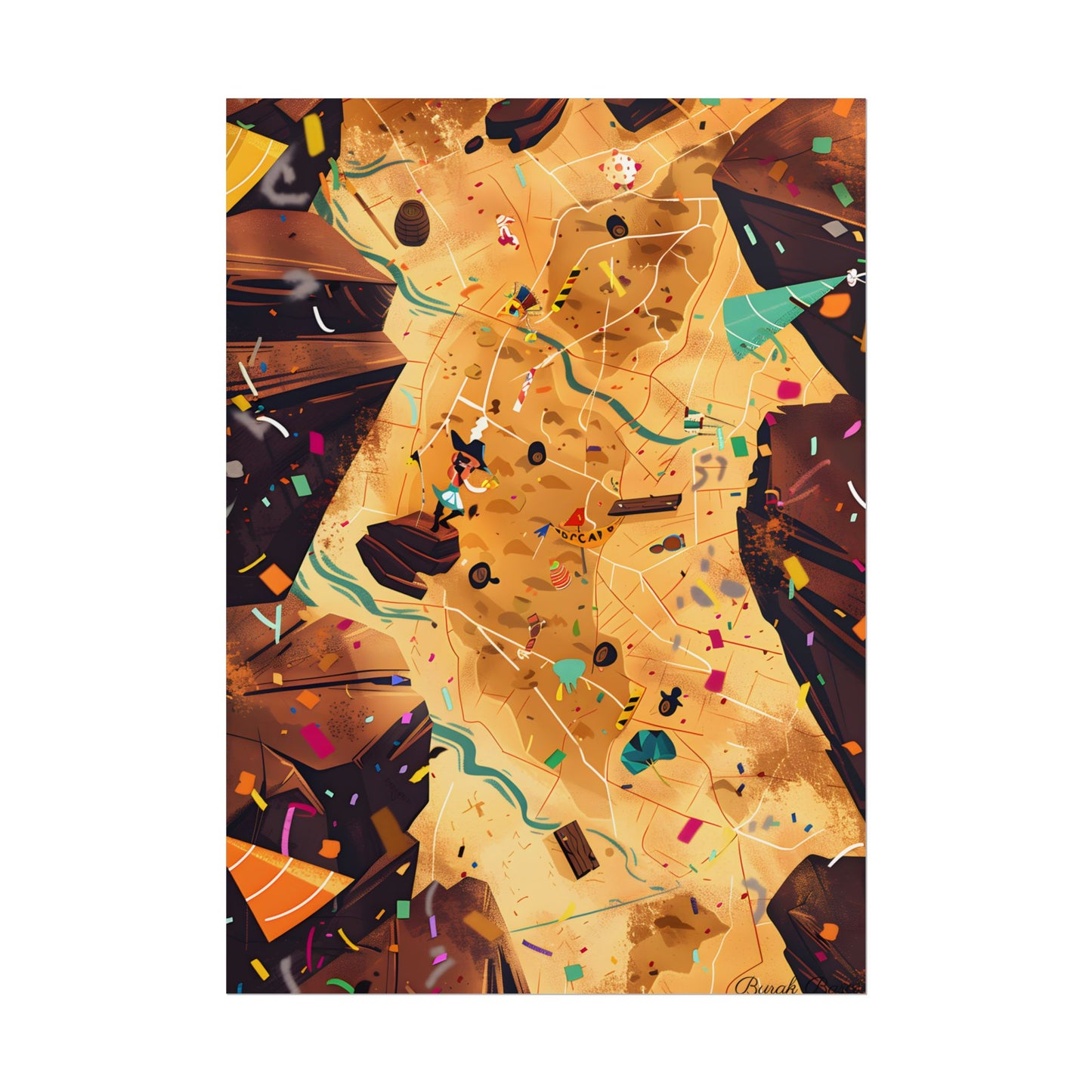 Whimsical Illustration: Classic Facial Features - Poster