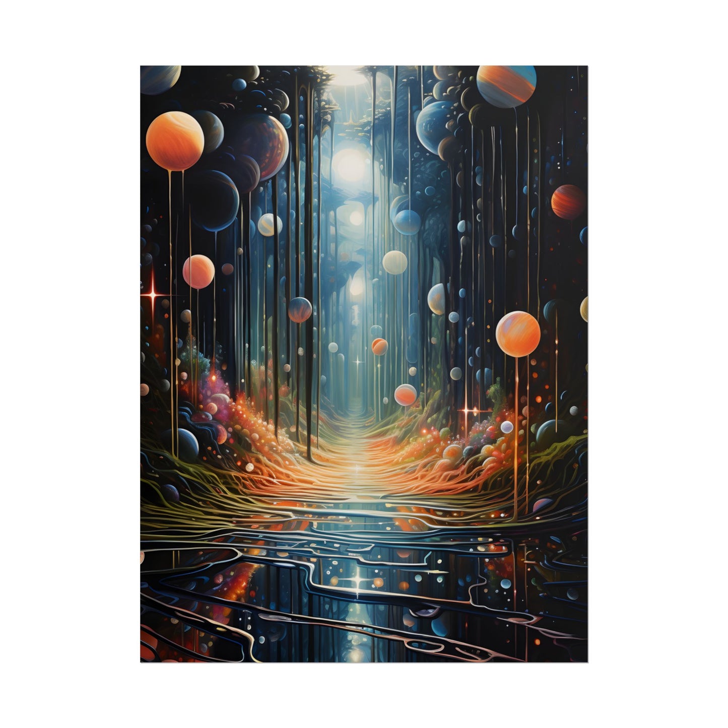 Vibrant Celestial Art Gallery: Otherworldly Landscape - Poster
