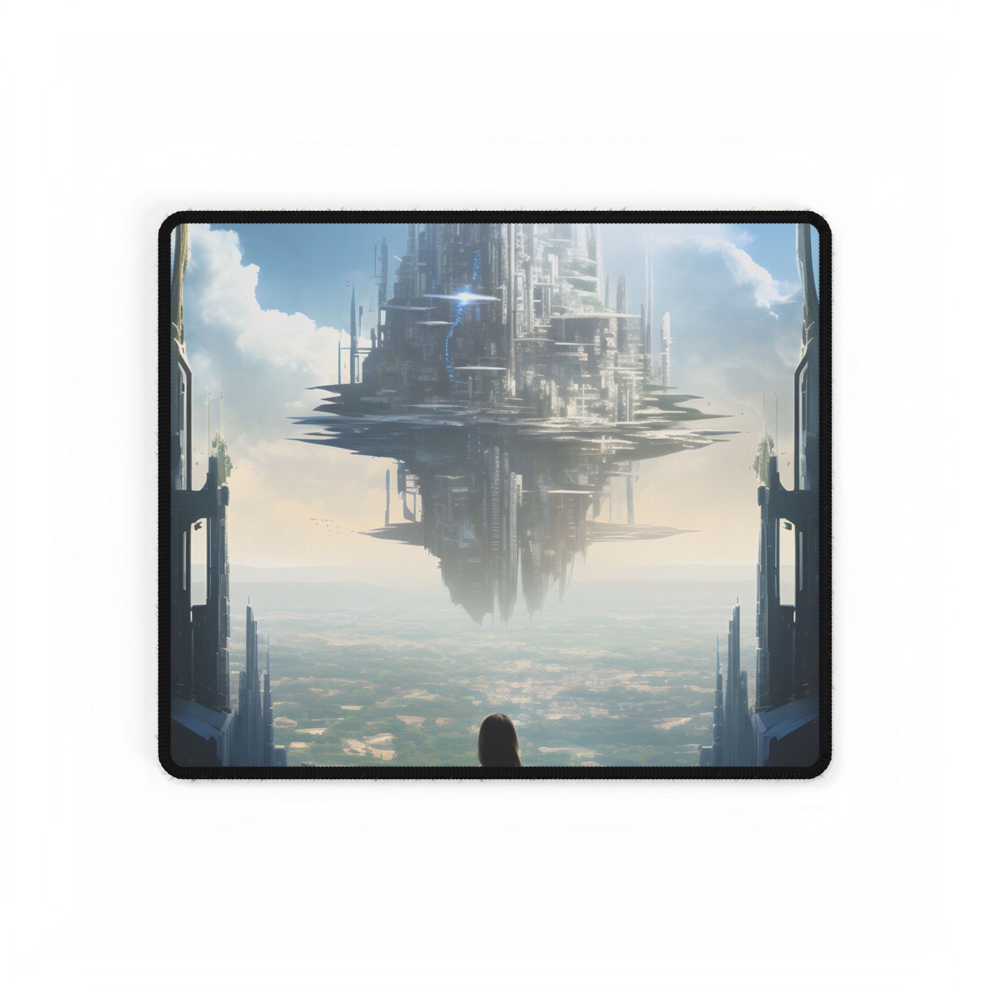 Urgent Gathering in Dystopian Landscape: A Vision of Perfection - Desk Mat