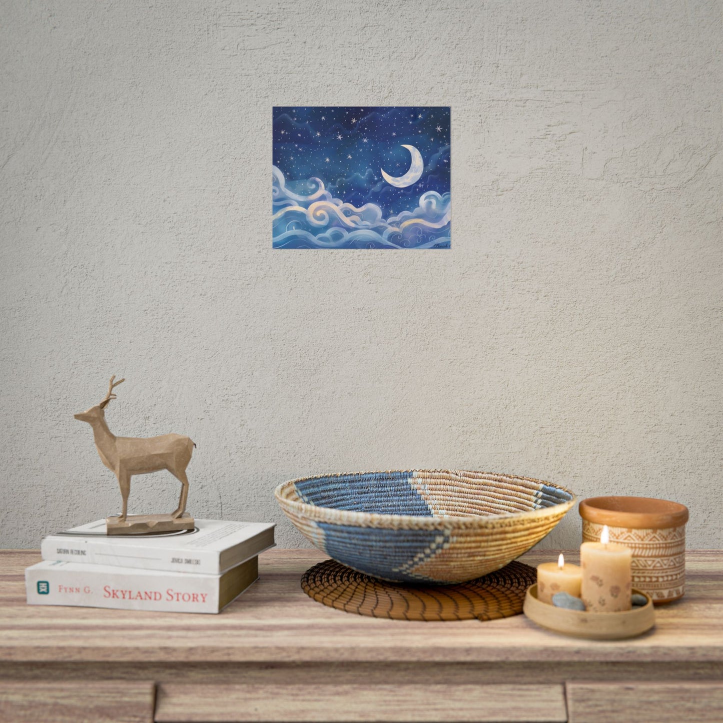 Whimsical Night Sky Dreams: Magical Illustration - Poster