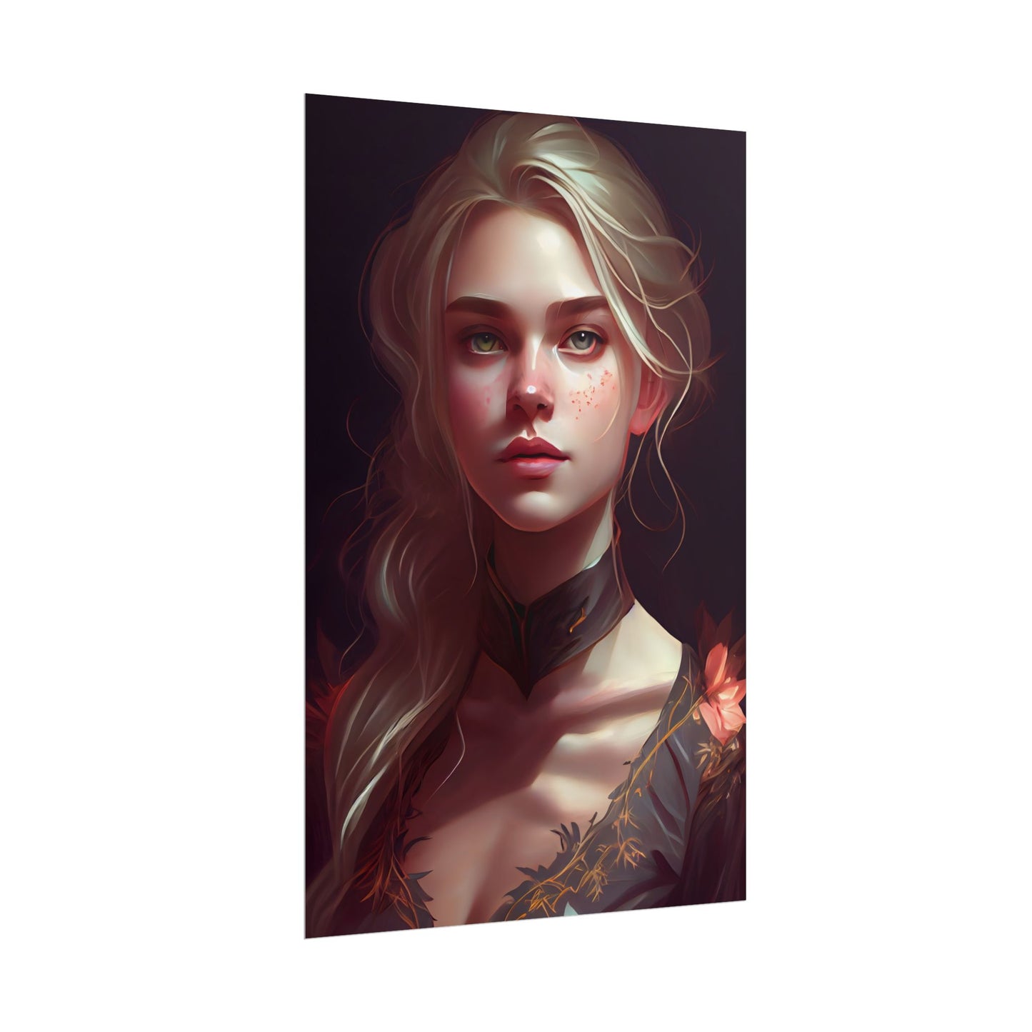 Astonishing Blonde Portrait: Artistic Beauty in Darkness - Poster