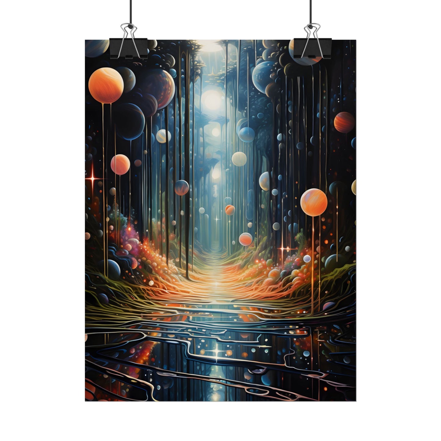 Vibrant Celestial Art Gallery: Otherworldly Landscape - Poster