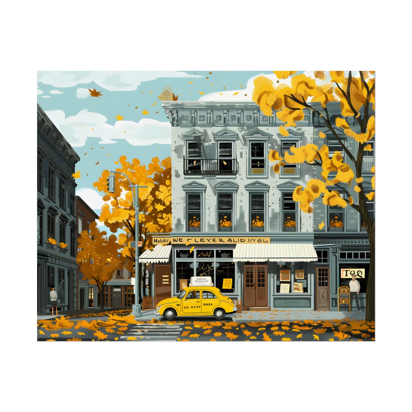 Whimsical Yellow Building: Ornate Illustration Artwork - Poster