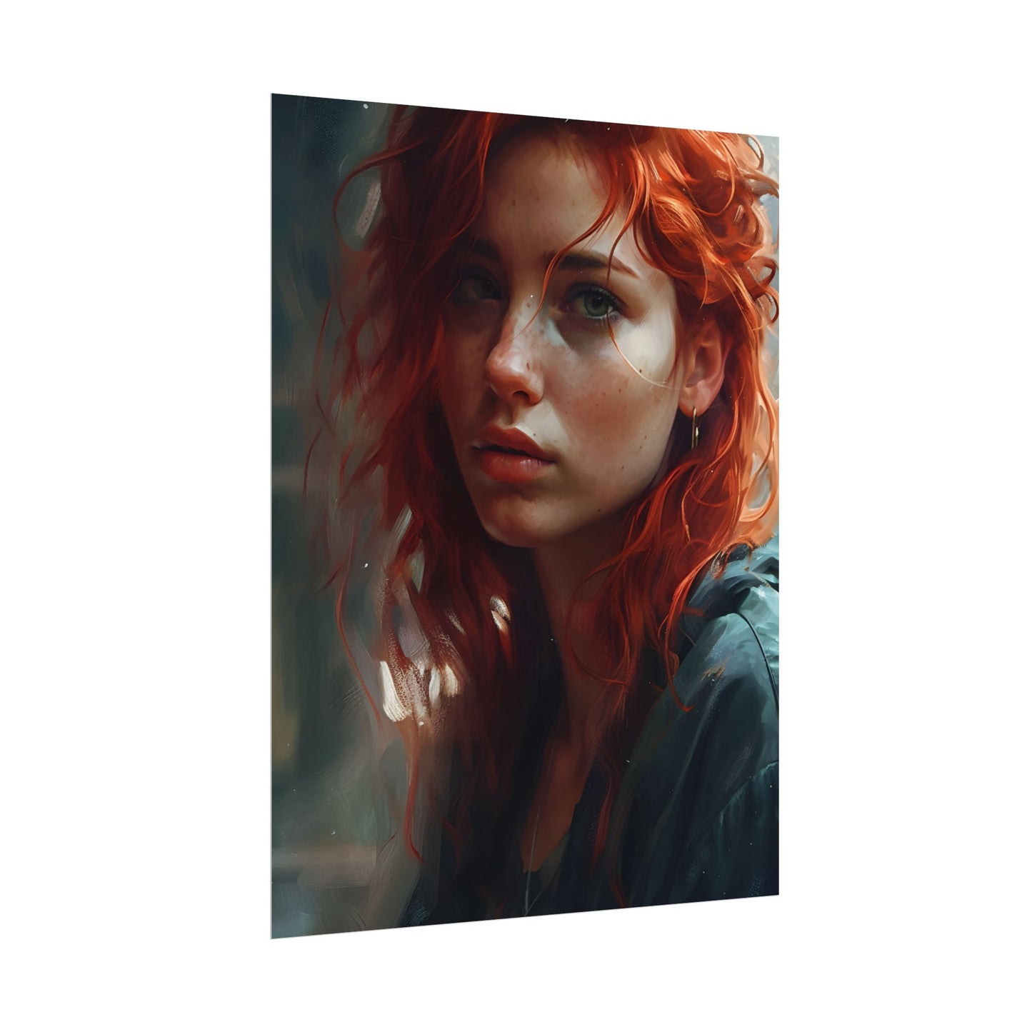 Astonishing Redhead Portrait: Realistic Artwork - Poster
