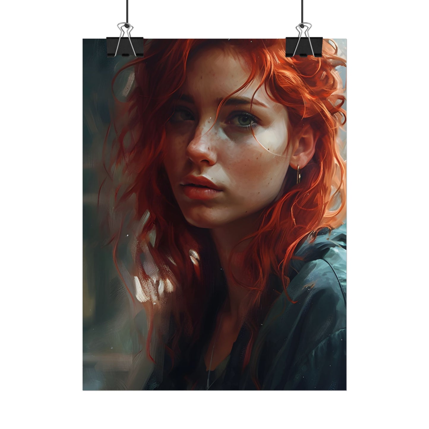 Astonishing Redhead Portrait: Realistic Artwork - Poster