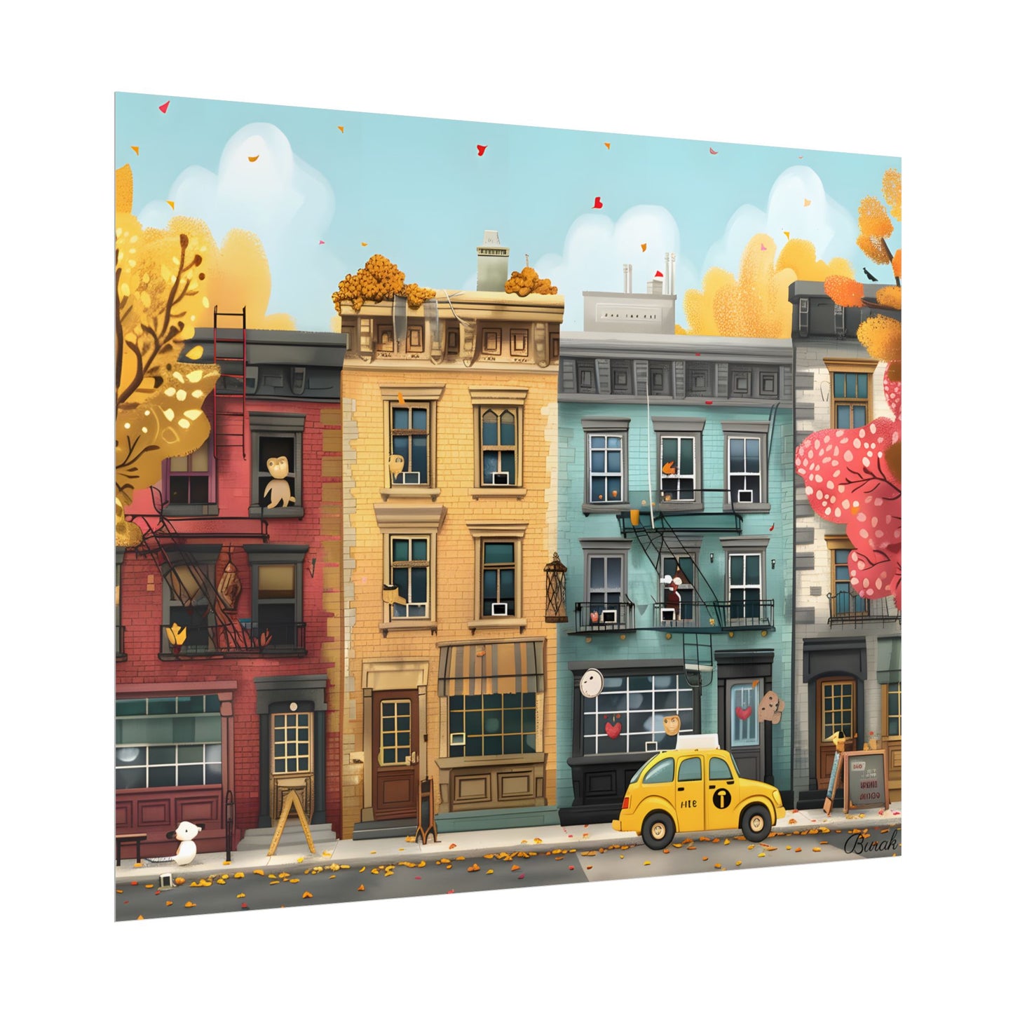 Whimsical Wonder: Playful Yellow Building Illustration - Poster