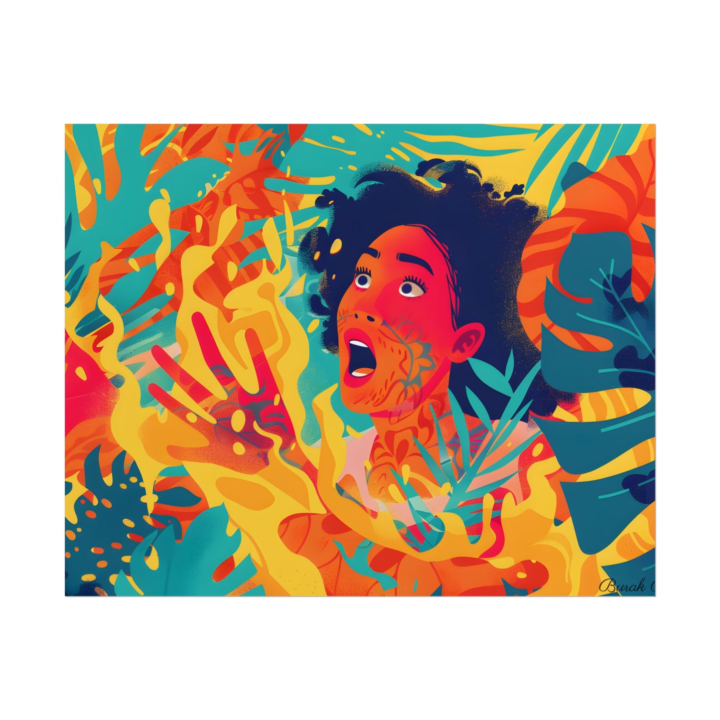 Whimsical Plant Illustration: Digital Cartoon Art - Poster