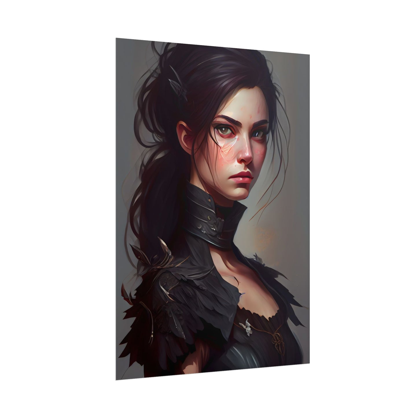 Artistic Female Portrait: Elegant Dress Digital Artwork - Poster