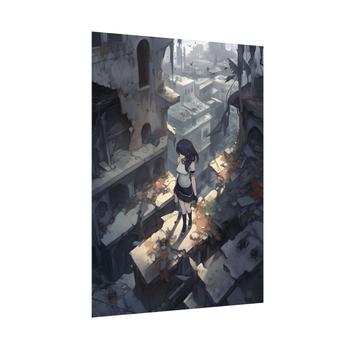 Anime Bird in Flight: Delicate Details in Mid-Air - Poster