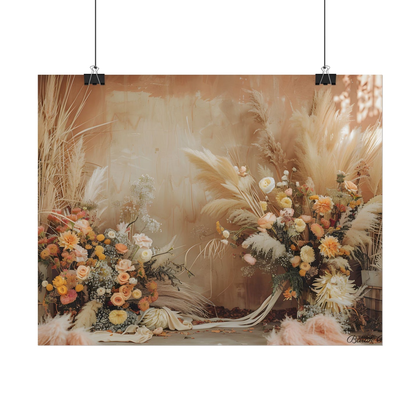 Whimsical Floral Pampas Find: Explore Calming Artwork - Poster