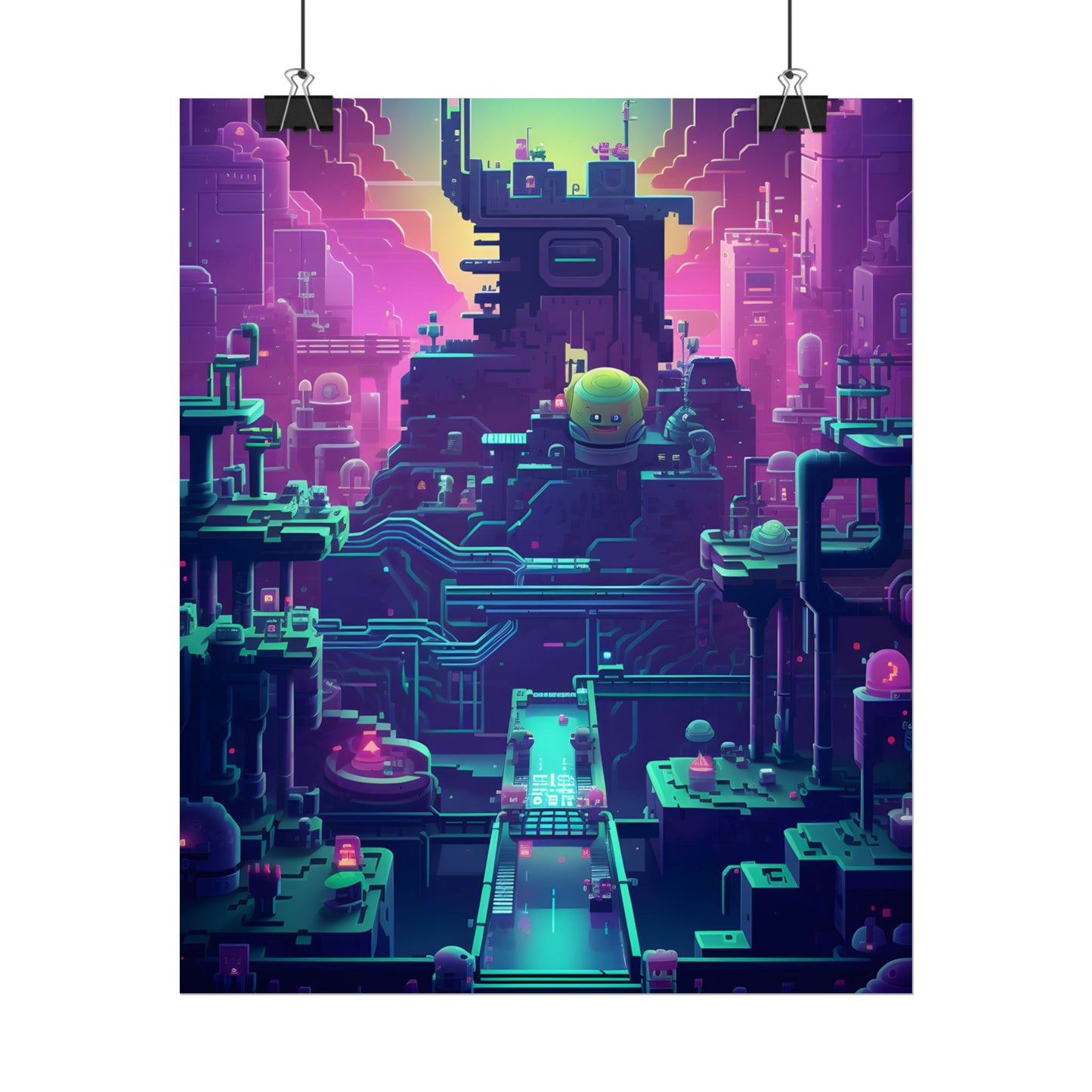 Vibrant Cyber-Pets: Gamified Pixelated Digital Art - Poster