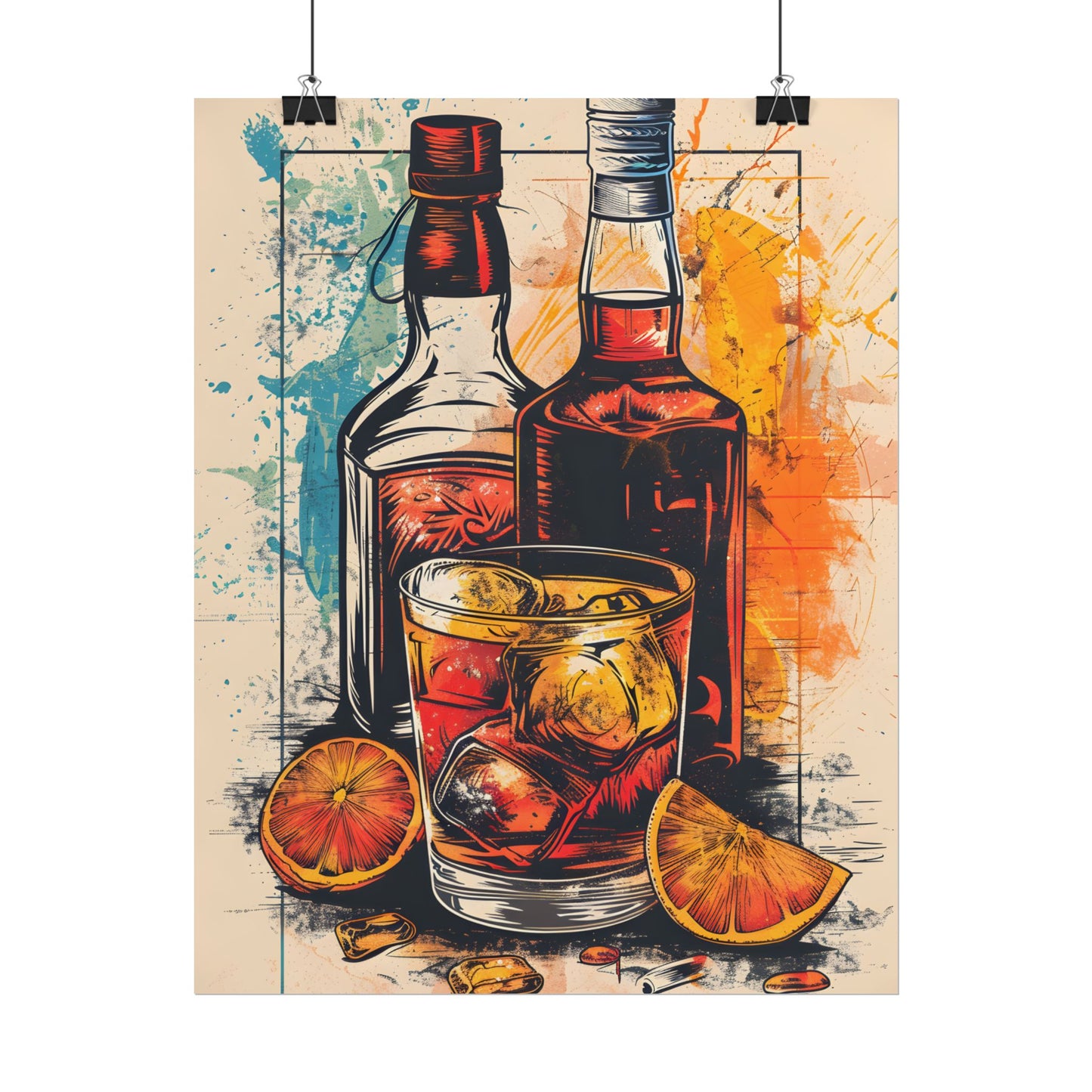 Vintage Cocktail Hour: Old-Fashioned Glass Art Poster - Poster
