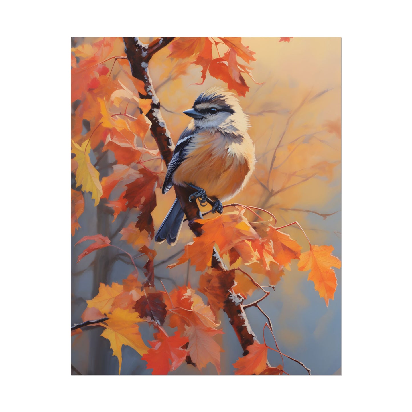 Vibrant Oak Branch: Oil Painting in Nature - Poster