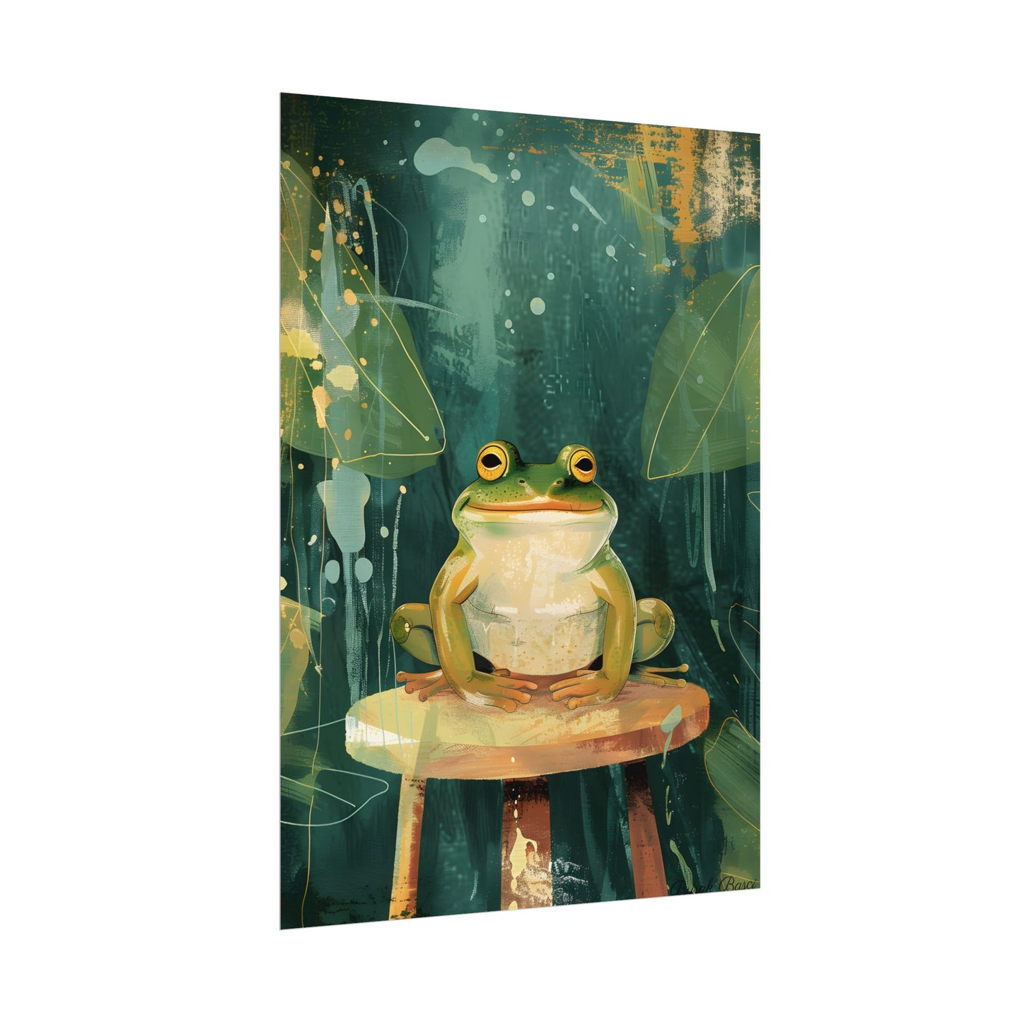 Whimsical Frog Cartoon: Colorful Ta Illustration - Poster