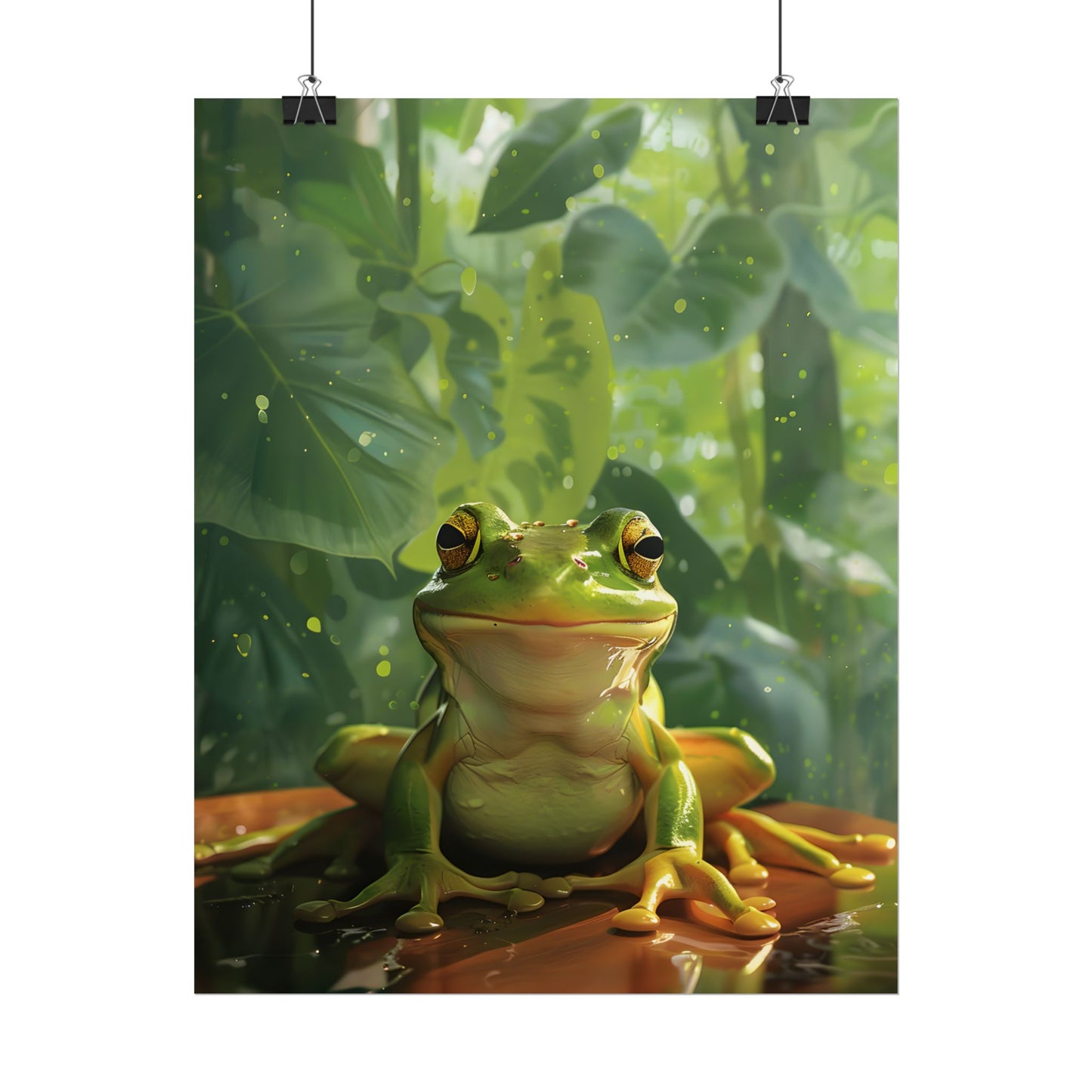 Whimsical Frog Oasis: A Peaceful Lily Pad Scene - Poster