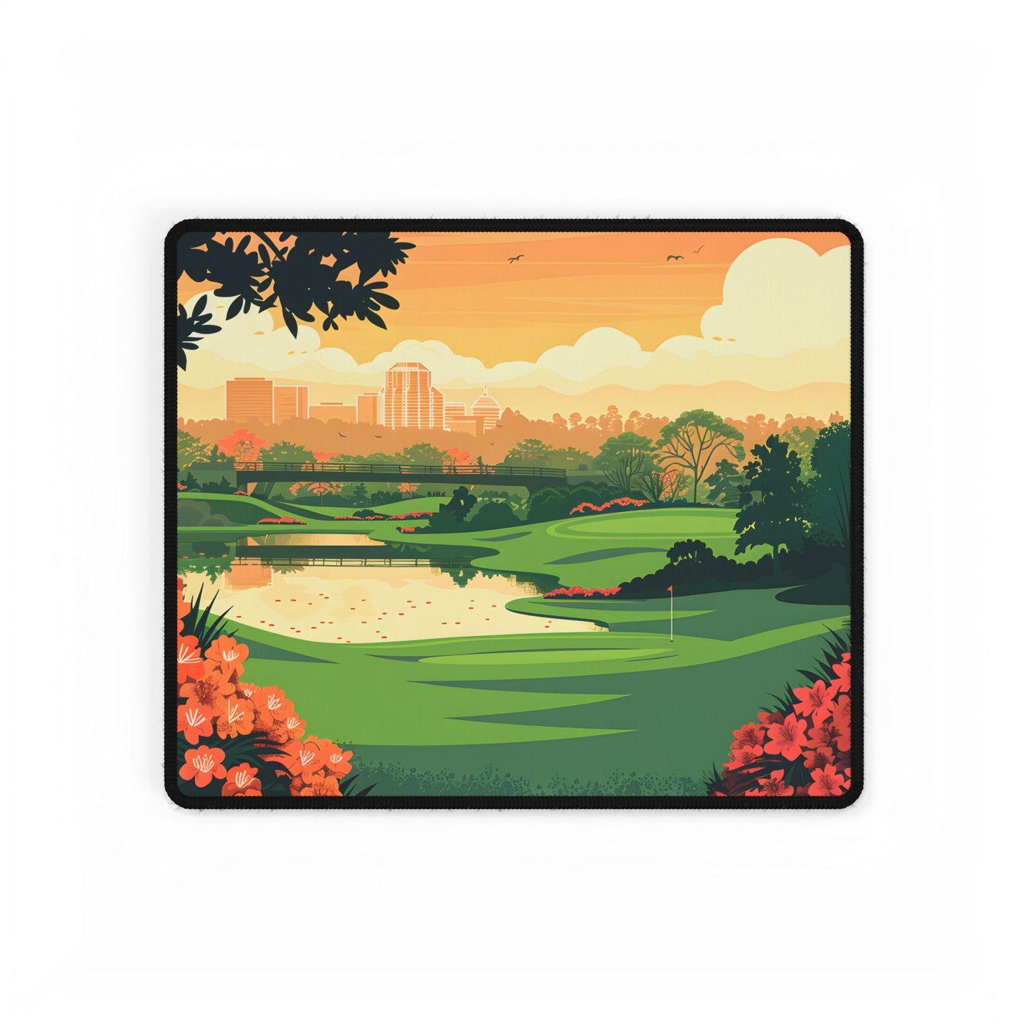 Retro Golf Illustration: Augusta National Georgia - Desk Mat