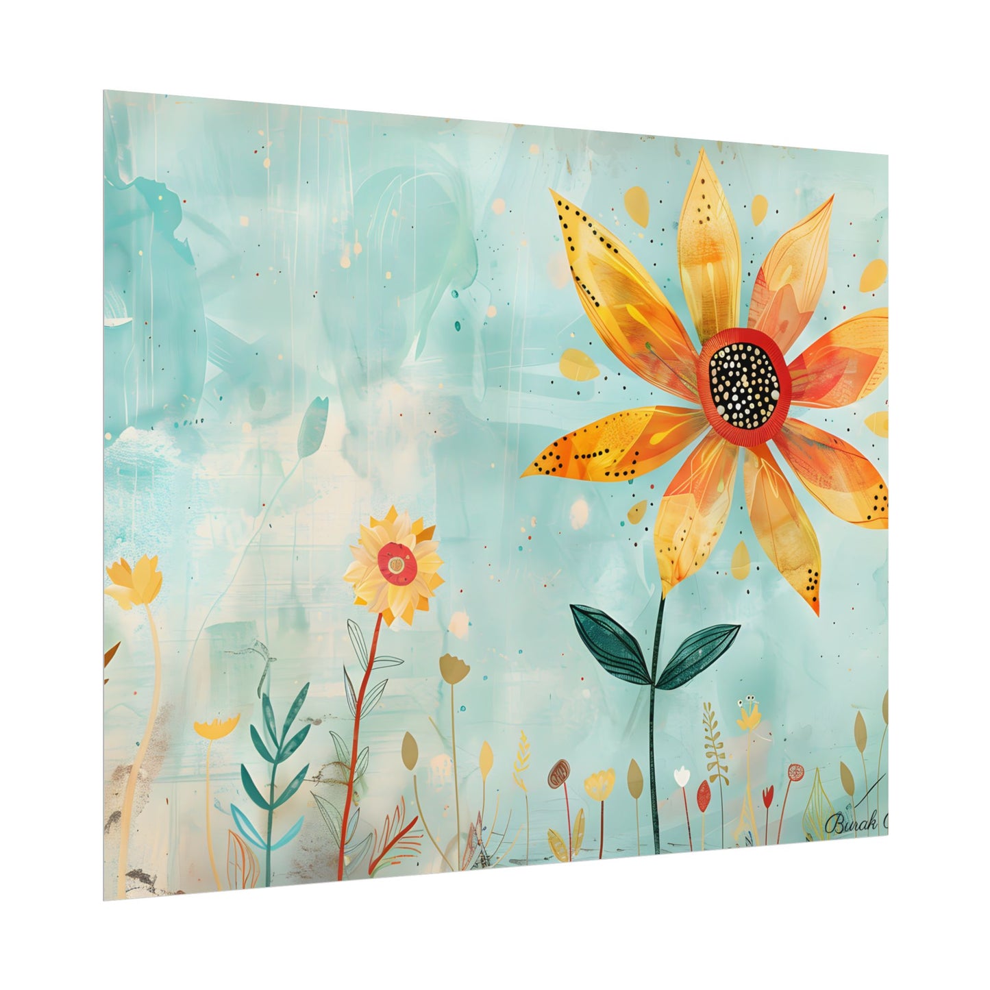 Blooming Growth: Whimsical Flower with Mindset Message Art - Poster