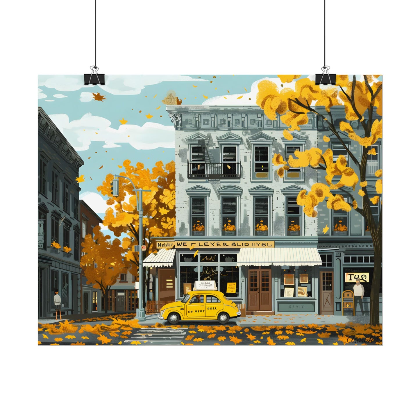 Whimsical Yellow Building: Ornate Illustration Artwork - Poster
