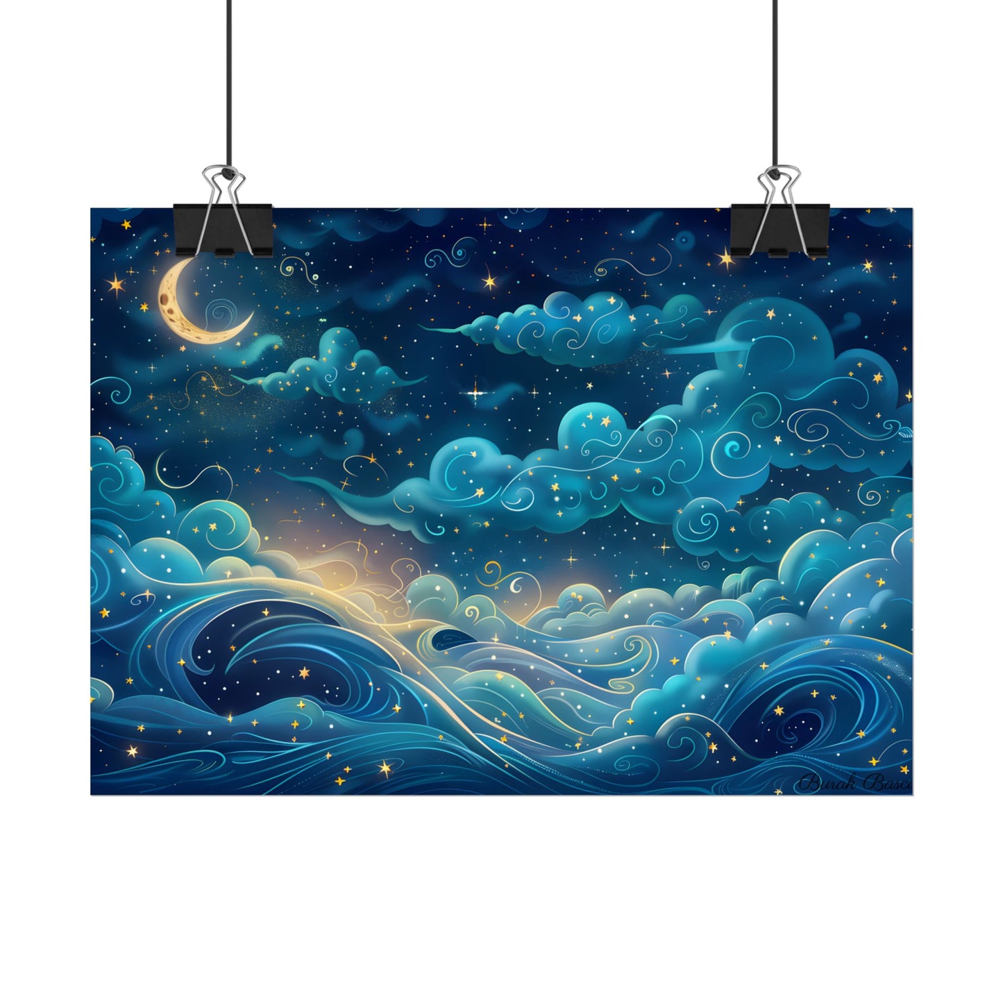 Twinkling Stellar Night Sky: Whimsical Dreamy Artwork - Poster