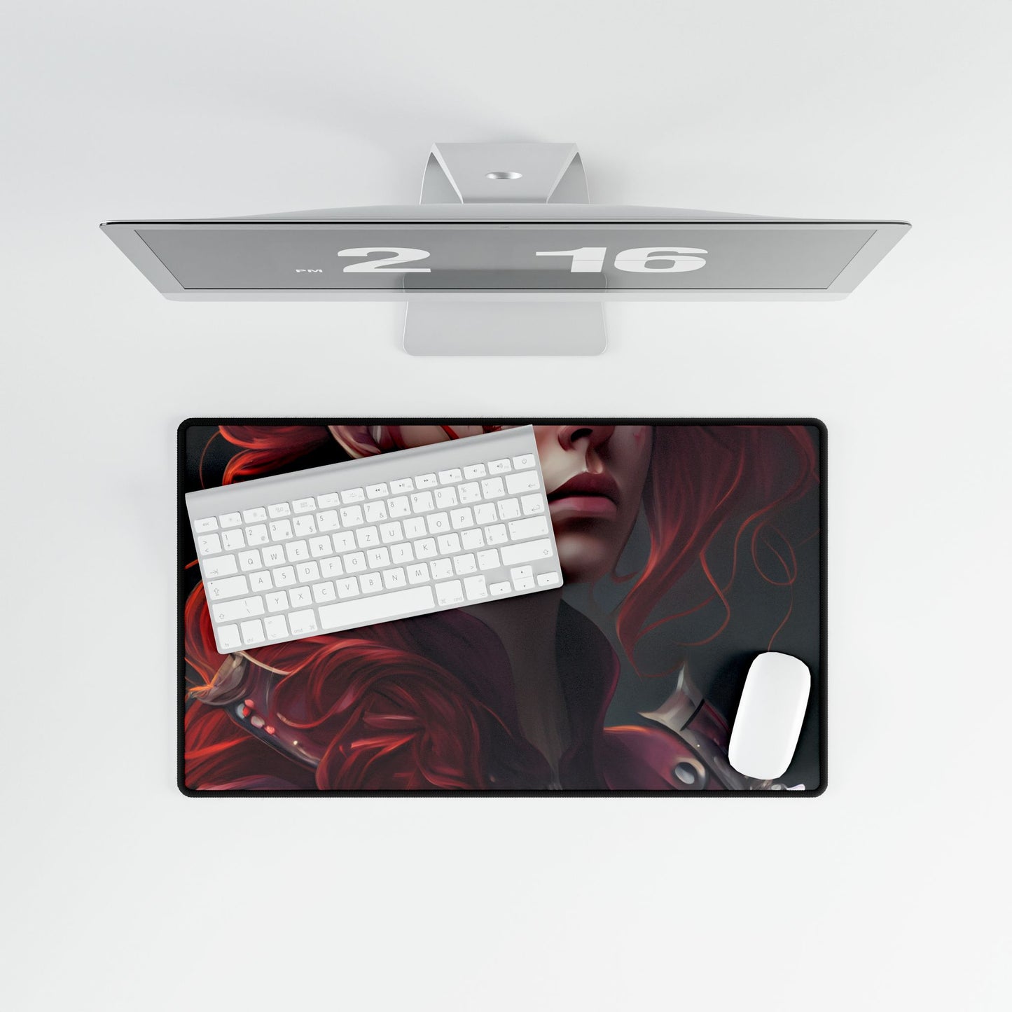 Realistic Red Hair Portrait: Soft Light Artwork - Desk Mat