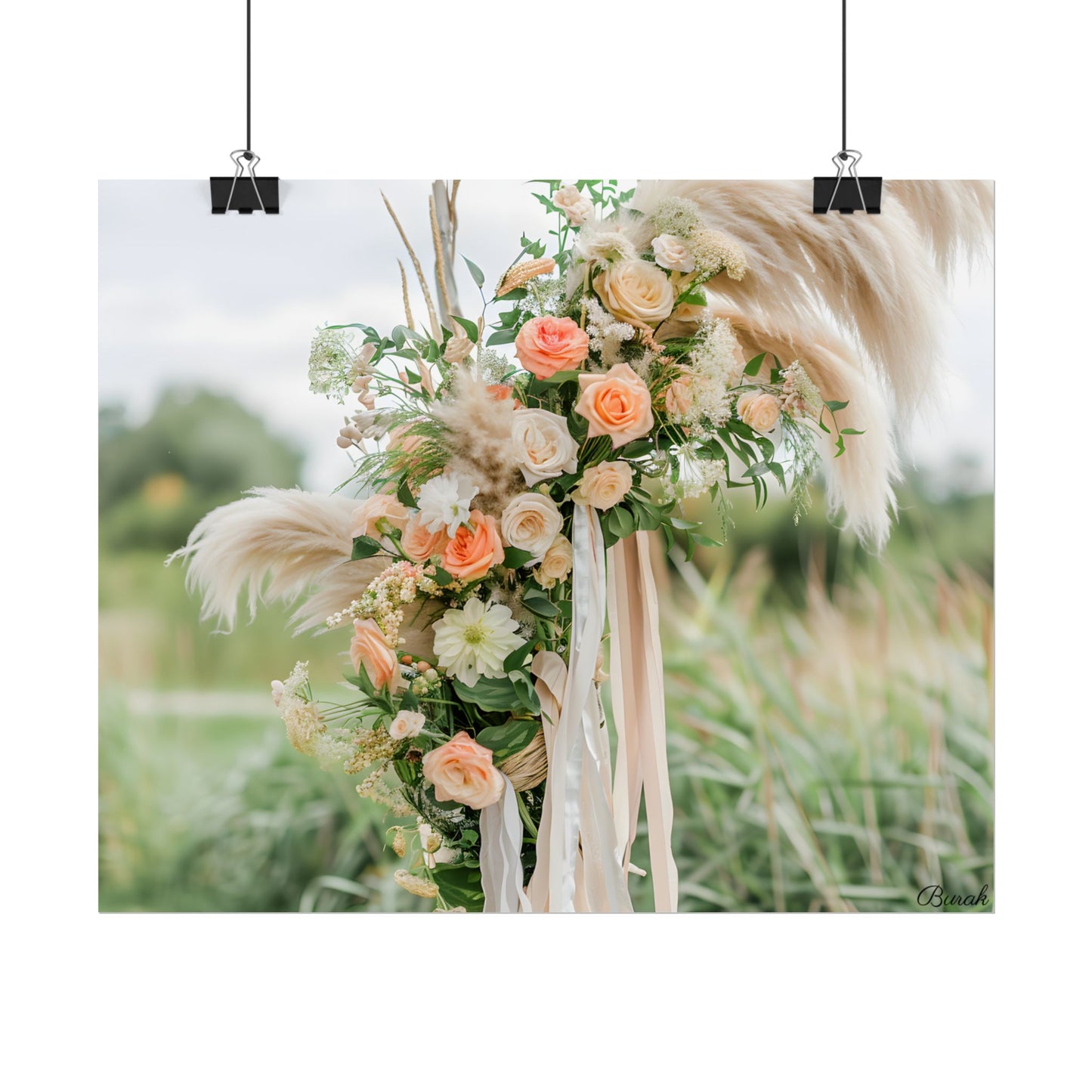 Whimsical Floral Wonders: Vibrant Pampas Garden Art - Poster