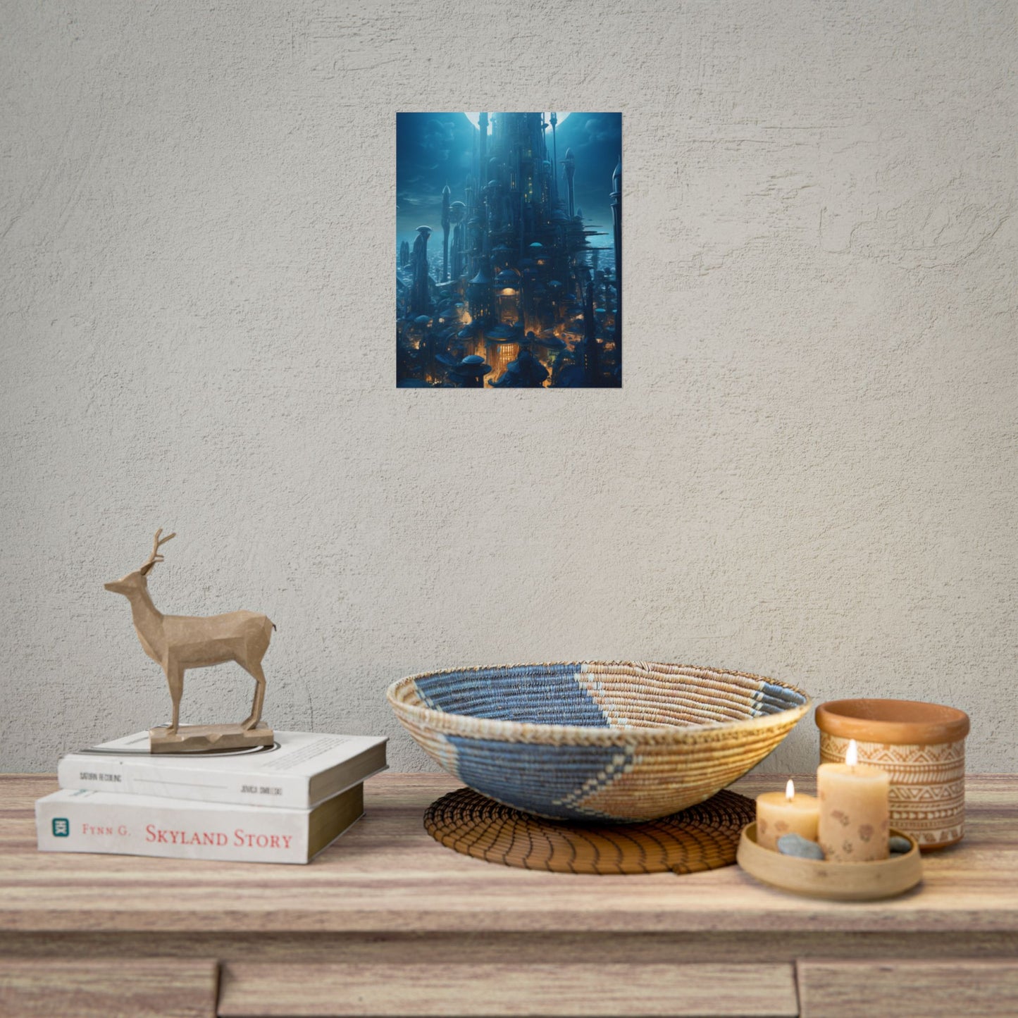 Underwater Futuristic Cityscape: Close Up Digital Artwork - Poster