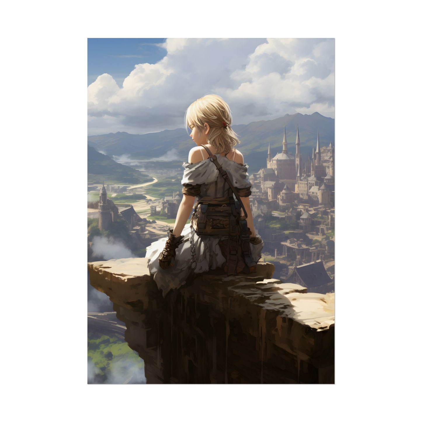 Anime Dreams: Flying Blonde Digital Artwork - Poster
