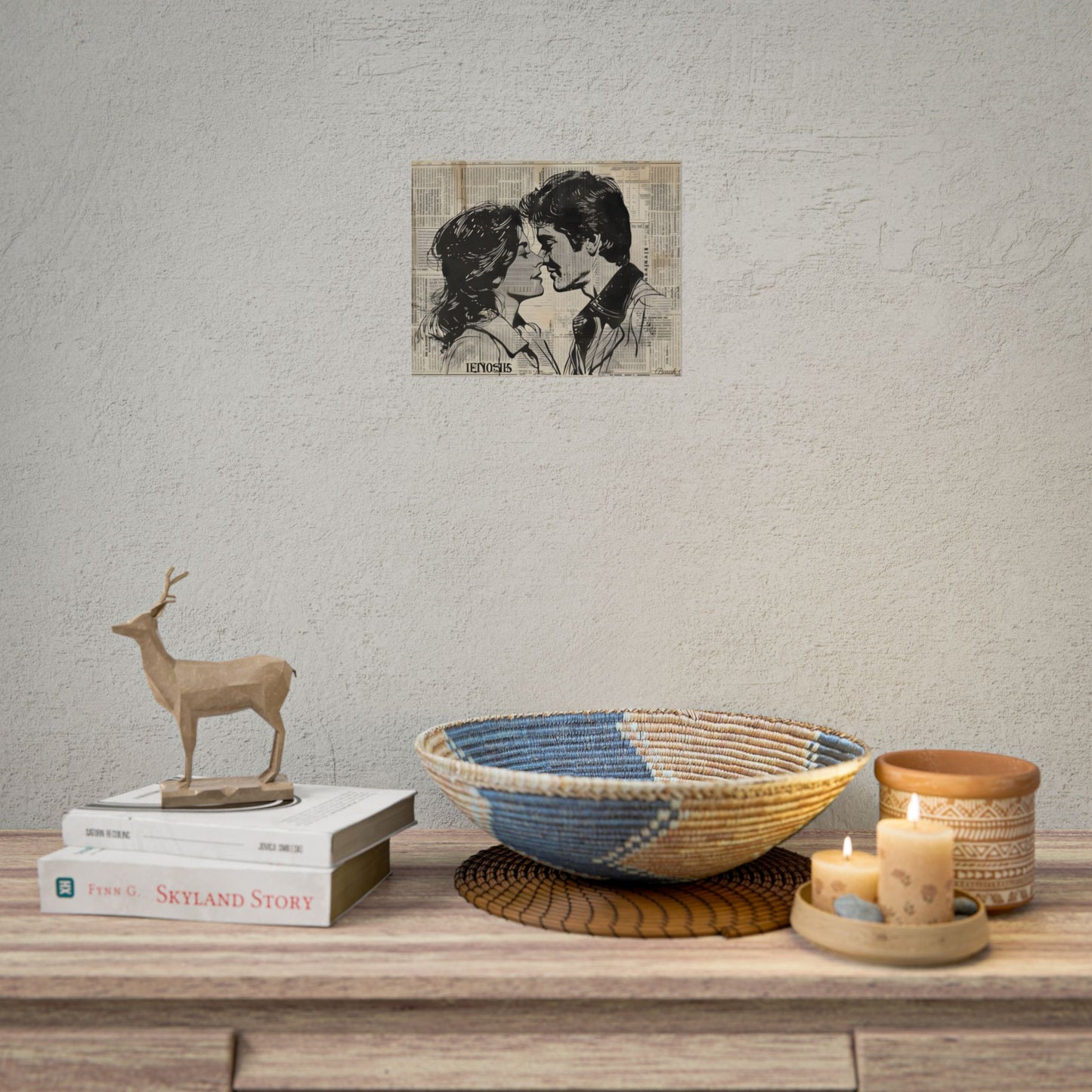 Vintage Romance Couples: Timeless Newsprint Art - Poster