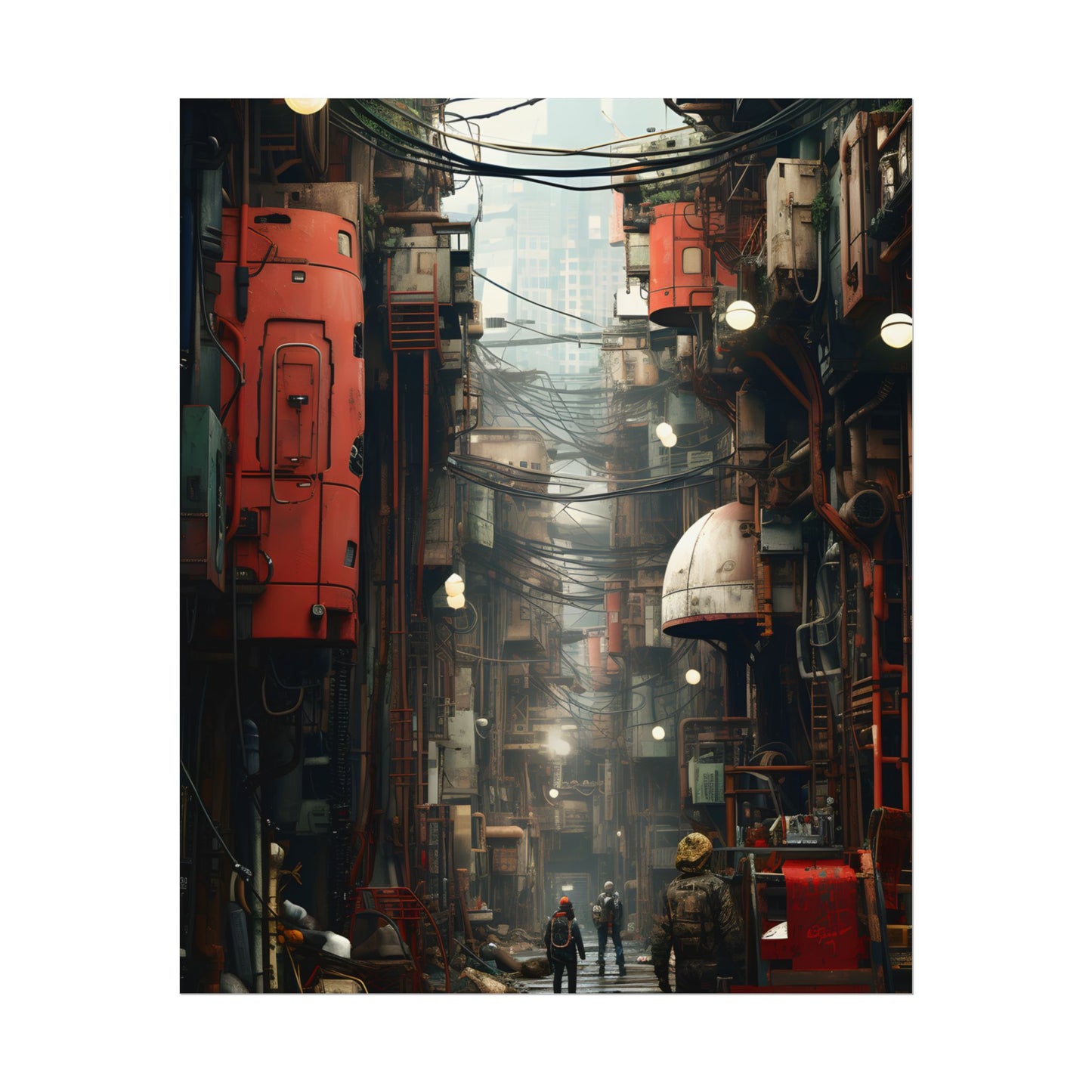 A New Era Unfolds: Post-Apocalyptic Steampunk Cityscape - Poster
