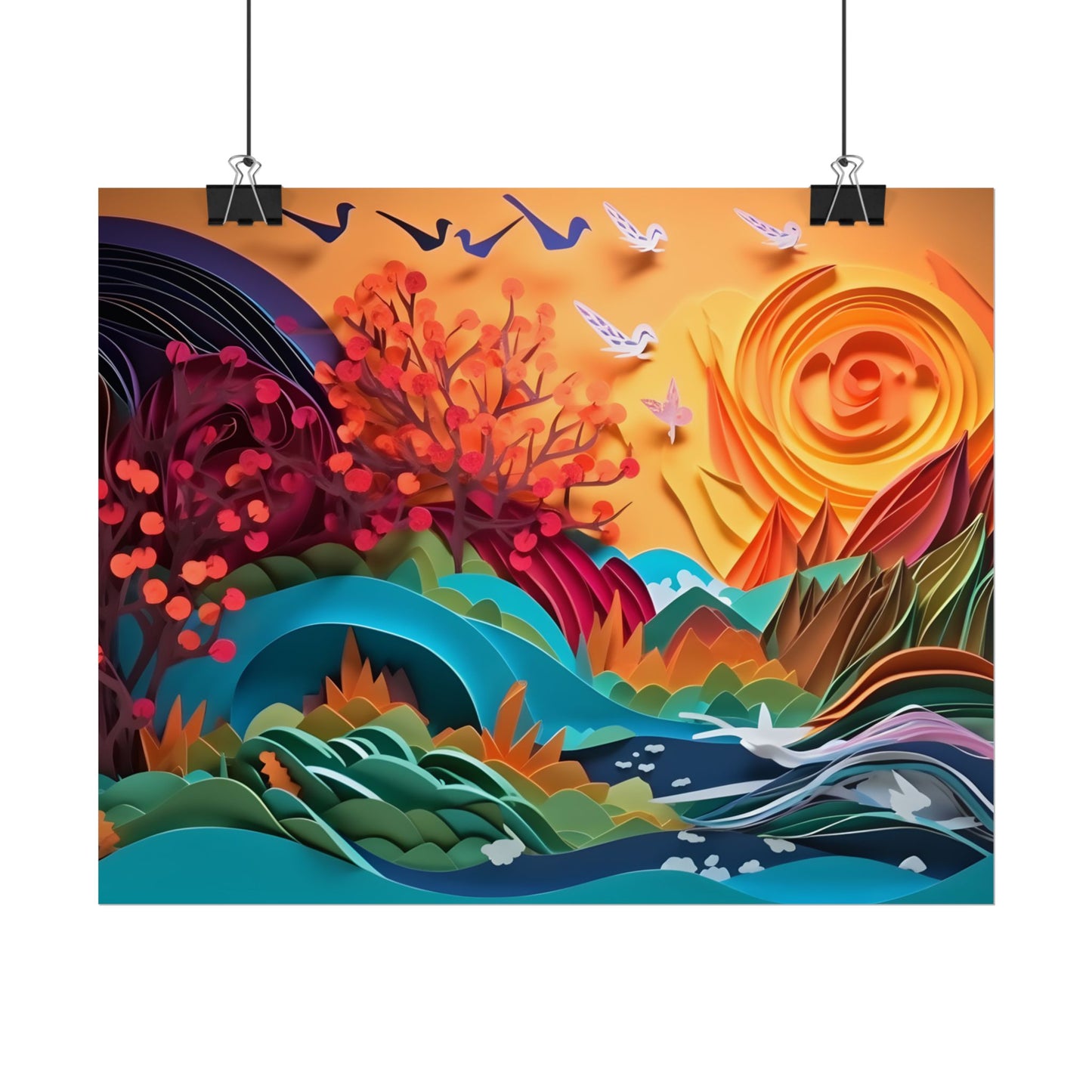 Magical Brown Flower: Quilled Paper Art - Poster